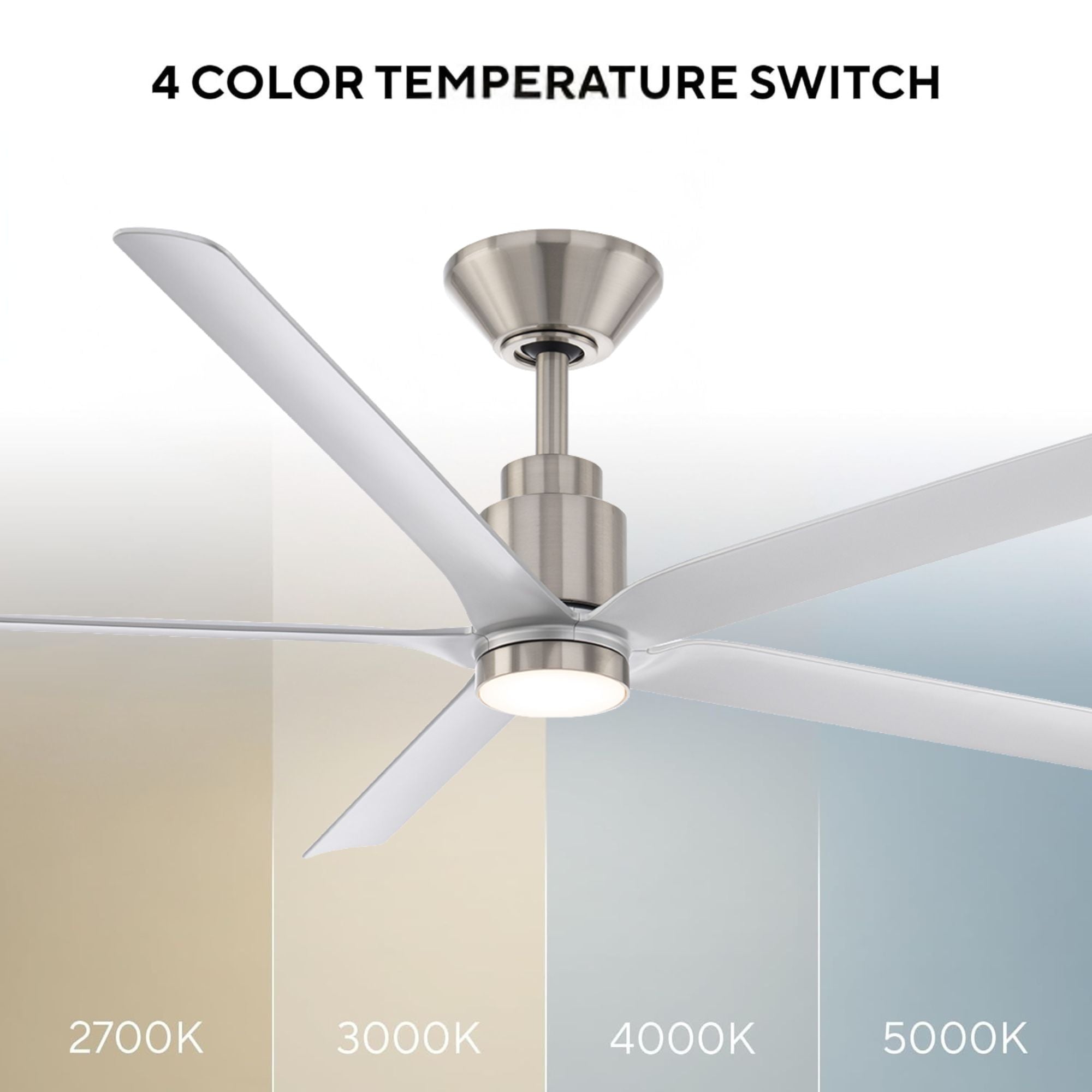 Smooth 5-Blade 56" CCT LED Smart Ceiling Fan, Brushed Nickel with Silver Blades