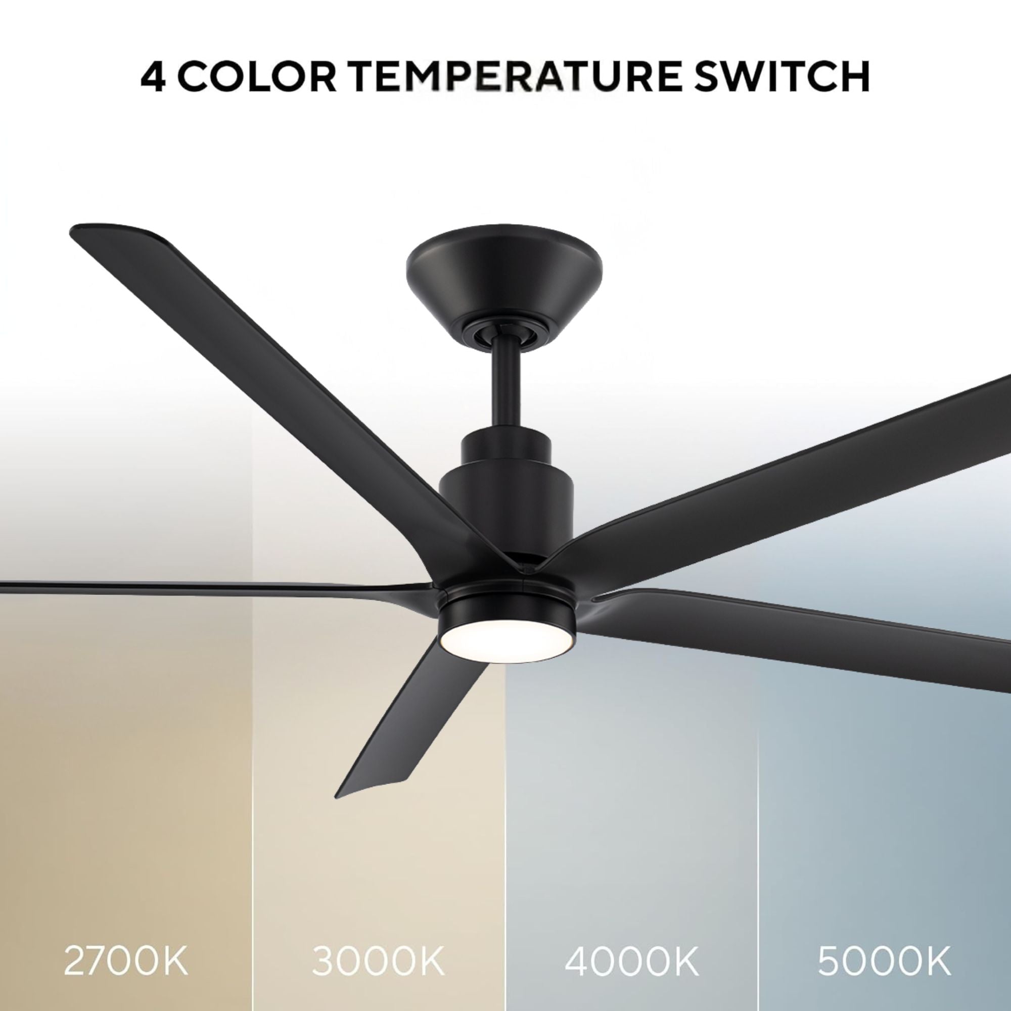 Smooth 5-Blade 56" CCT LED Smart Ceiling Fan, Matte Black