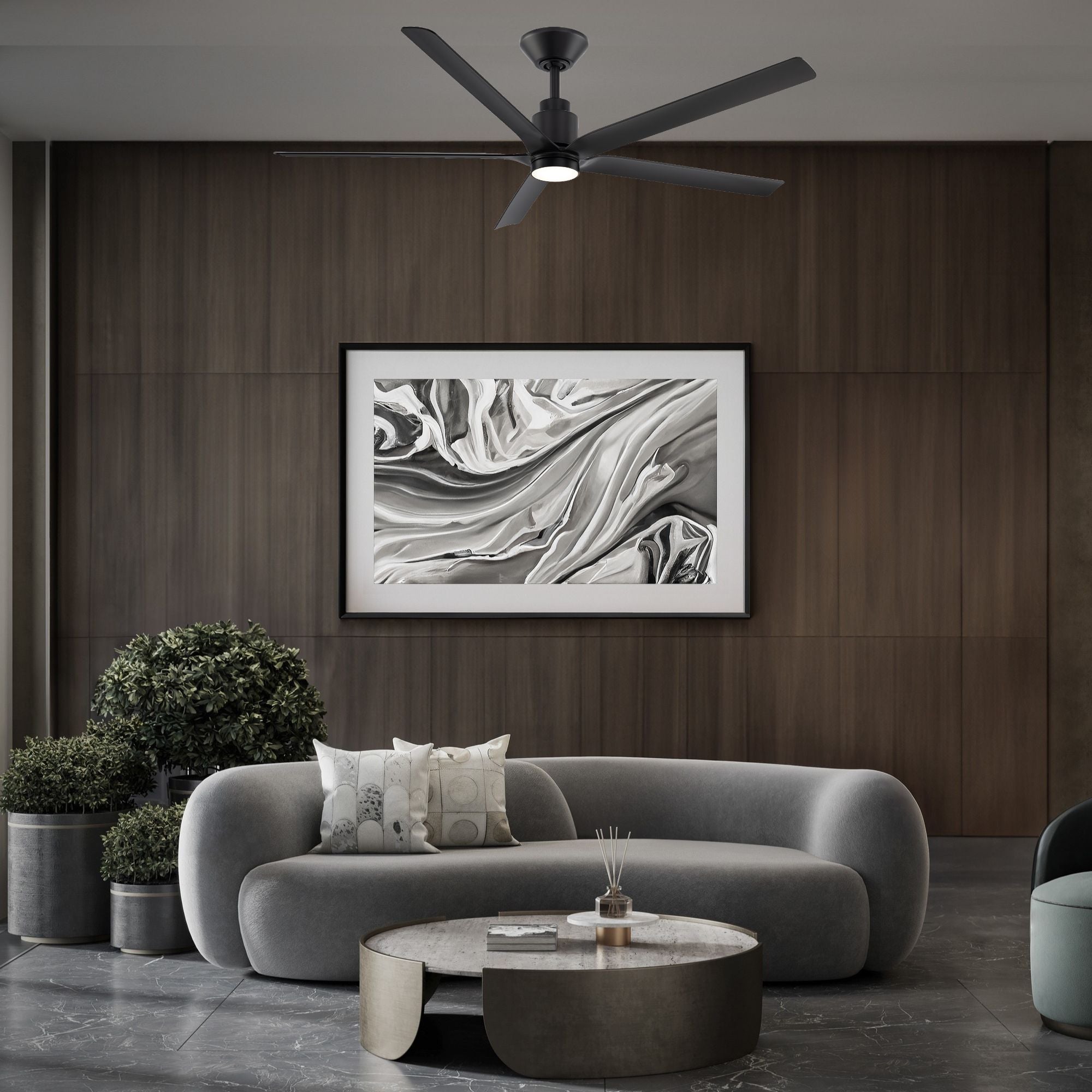 Smooth 5-Blade 56" CCT LED Smart Ceiling Fan, Matte Black