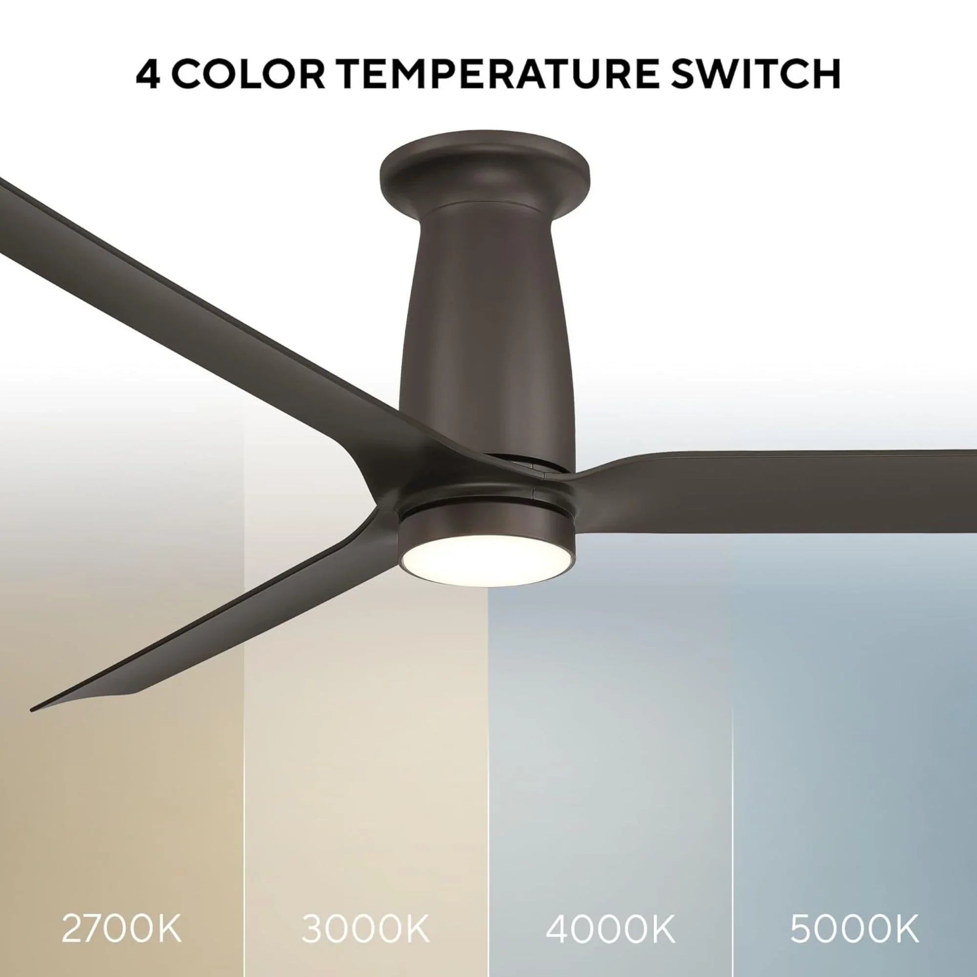 Smooth Flush 52" CCT LED Smart Ceiling Fan, Bronze