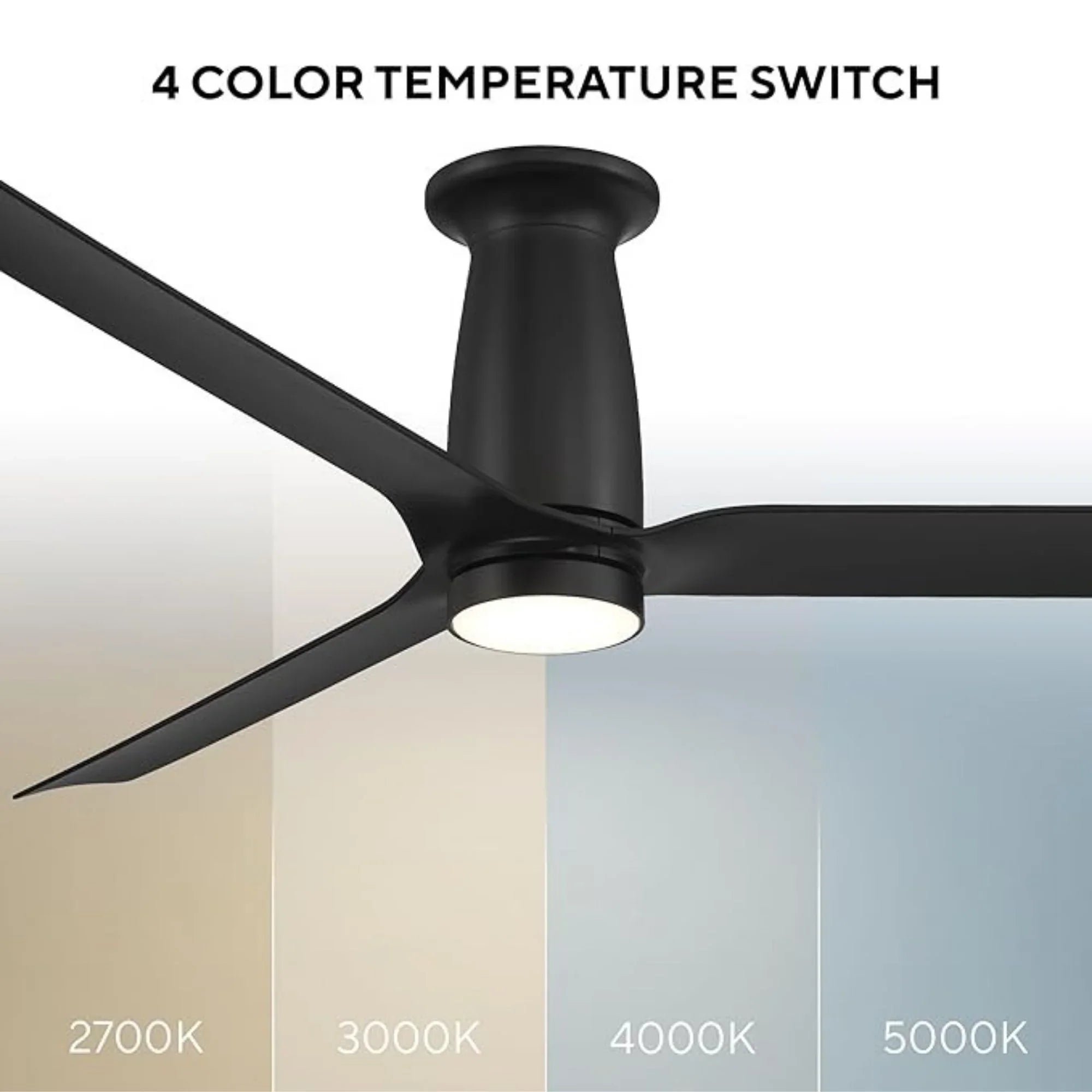 Smooth Flush 52" CCT LED Smart Ceiling Fan, Matte Black