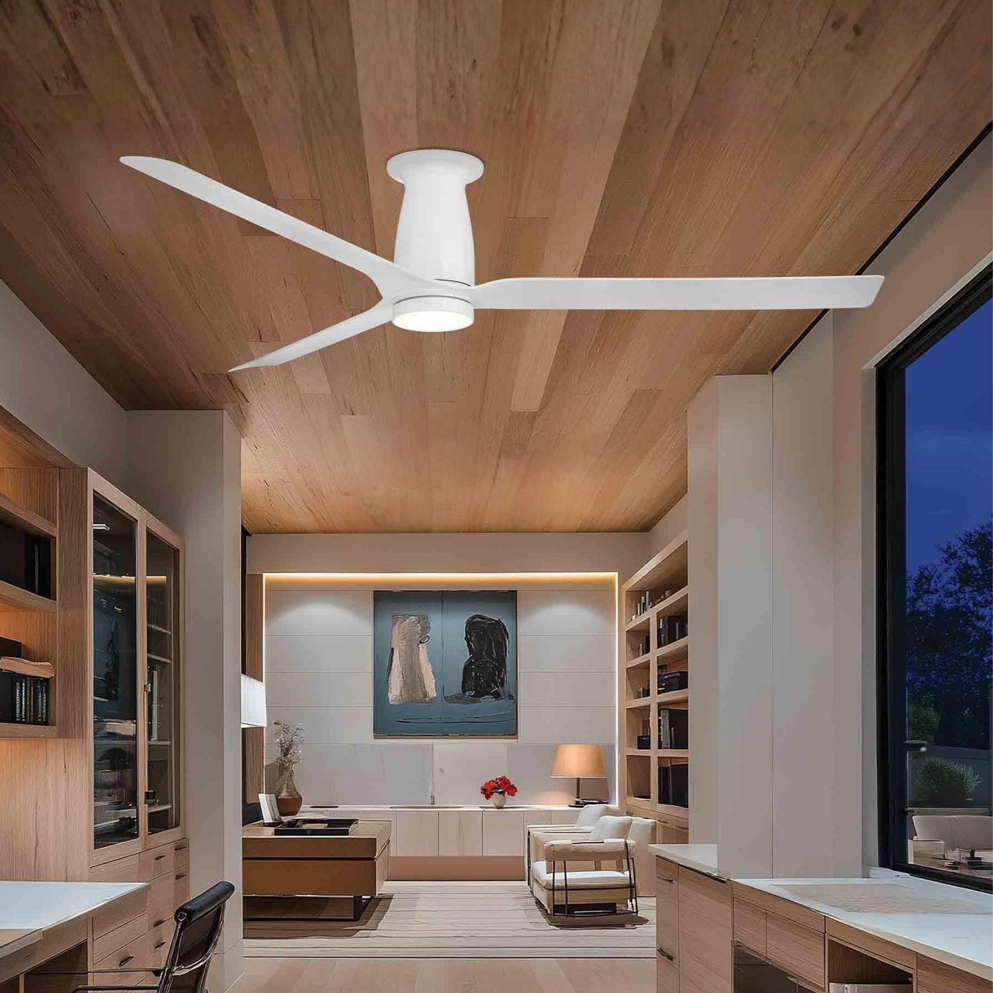 Smooth Flush 52" CCT LED Smart Ceiling Fan, Matte White