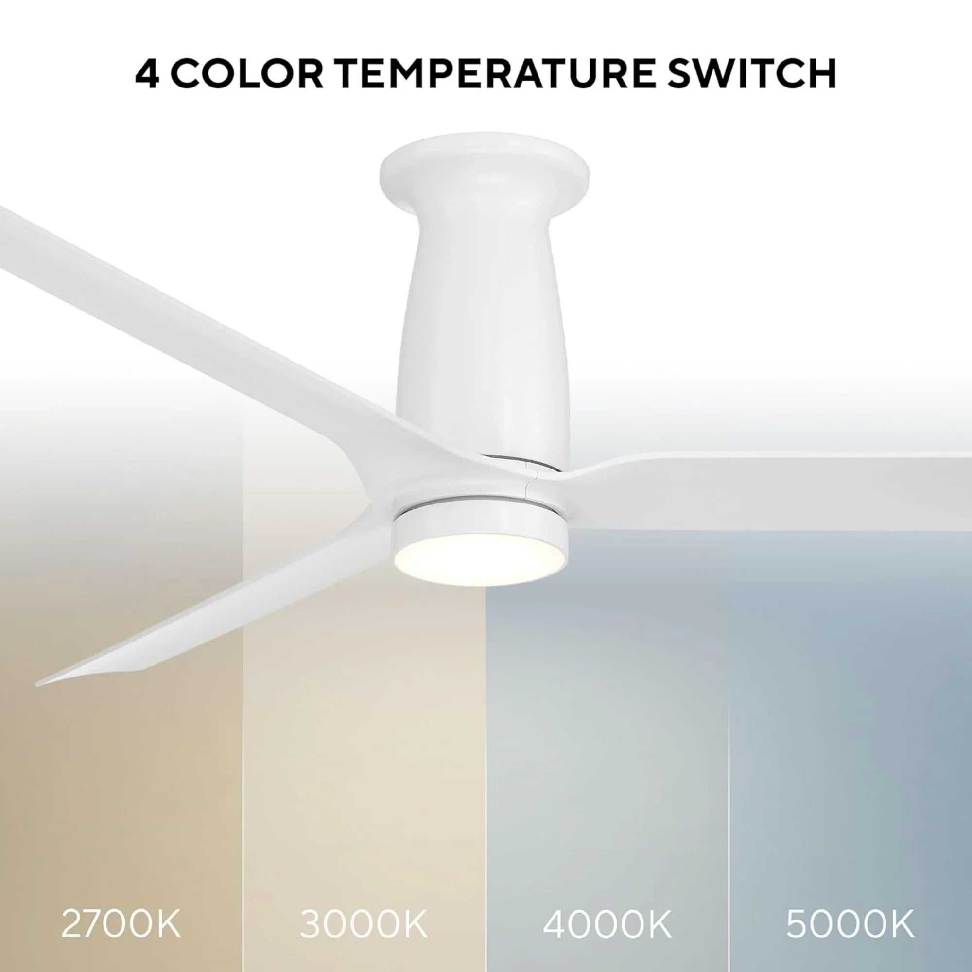 Smooth Flush 52" CCT LED Smart Ceiling Fan, Matte White
