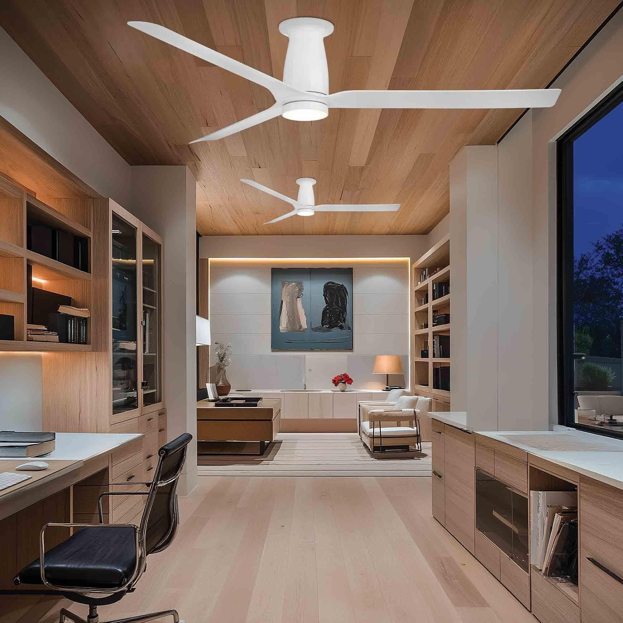 Smooth Flush 52" CCT LED Smart Ceiling Fan, Matte White