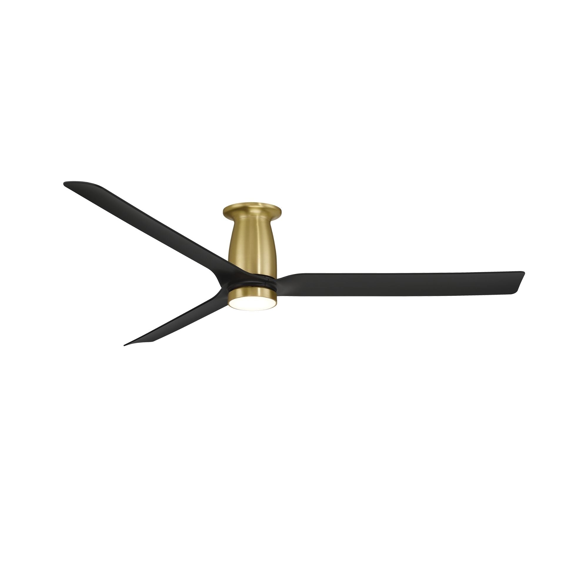 Smooth Flush 52" CCT LED Smart Ceiling Fan, Soft Brass with Matte Black Blades
