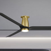 Smooth Flush 52" CCT LED Smart Ceiling Fan, Soft Brass with Matte Black Blades