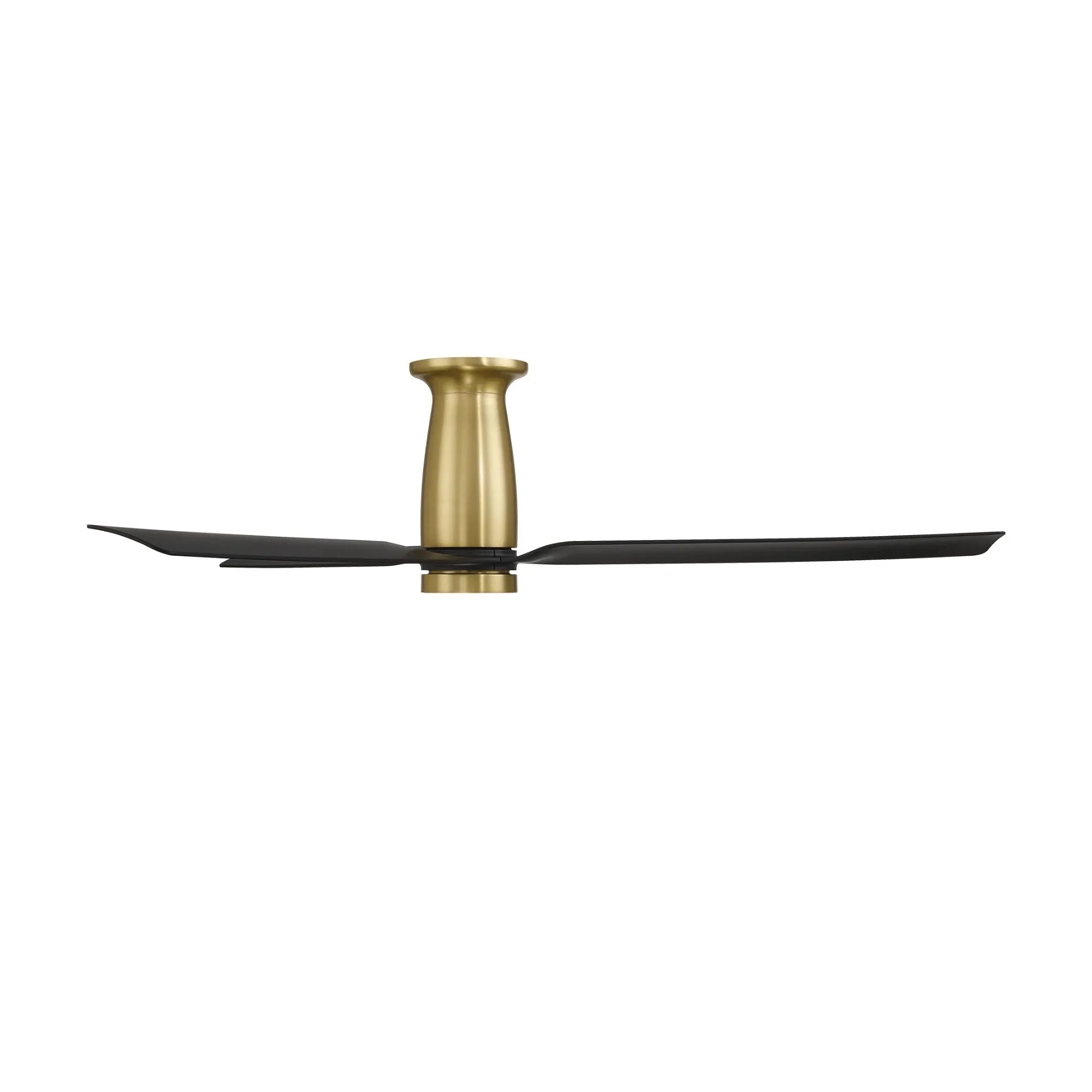 Smooth Flush 52" CCT LED Smart Ceiling Fan, Soft Brass with Matte Black Blades