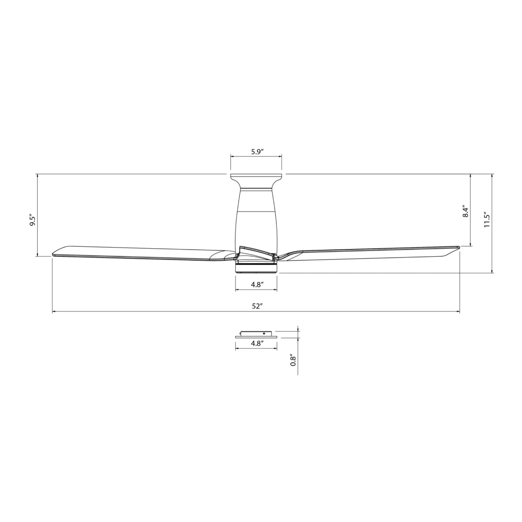 Smooth Flush 52" CCT LED Smart Ceiling Fan, Soft Brass with Matte Black Blades