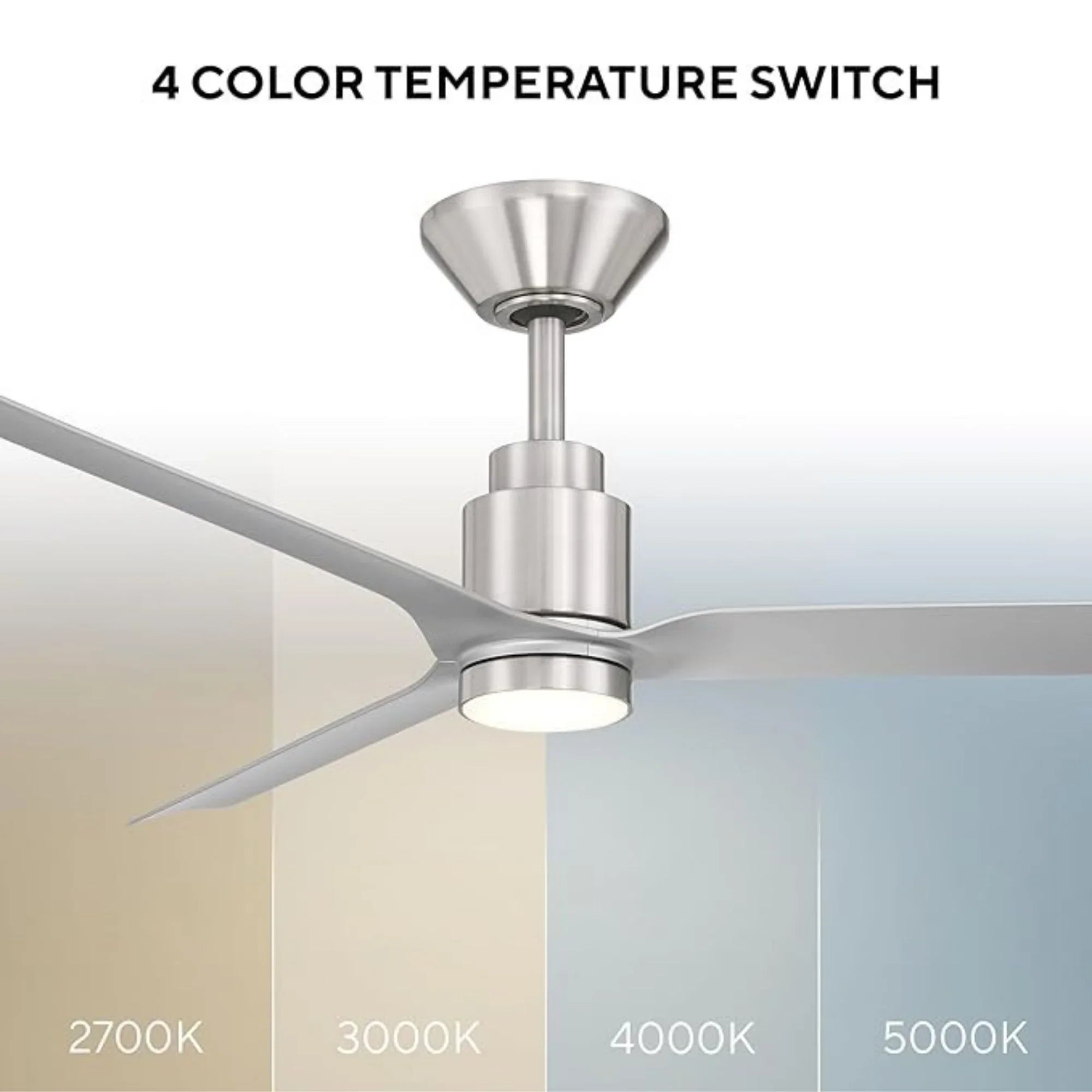 Smooth 52" CCT LED Smart Ceiling Fan, Brushed Nickel with Silver Blades