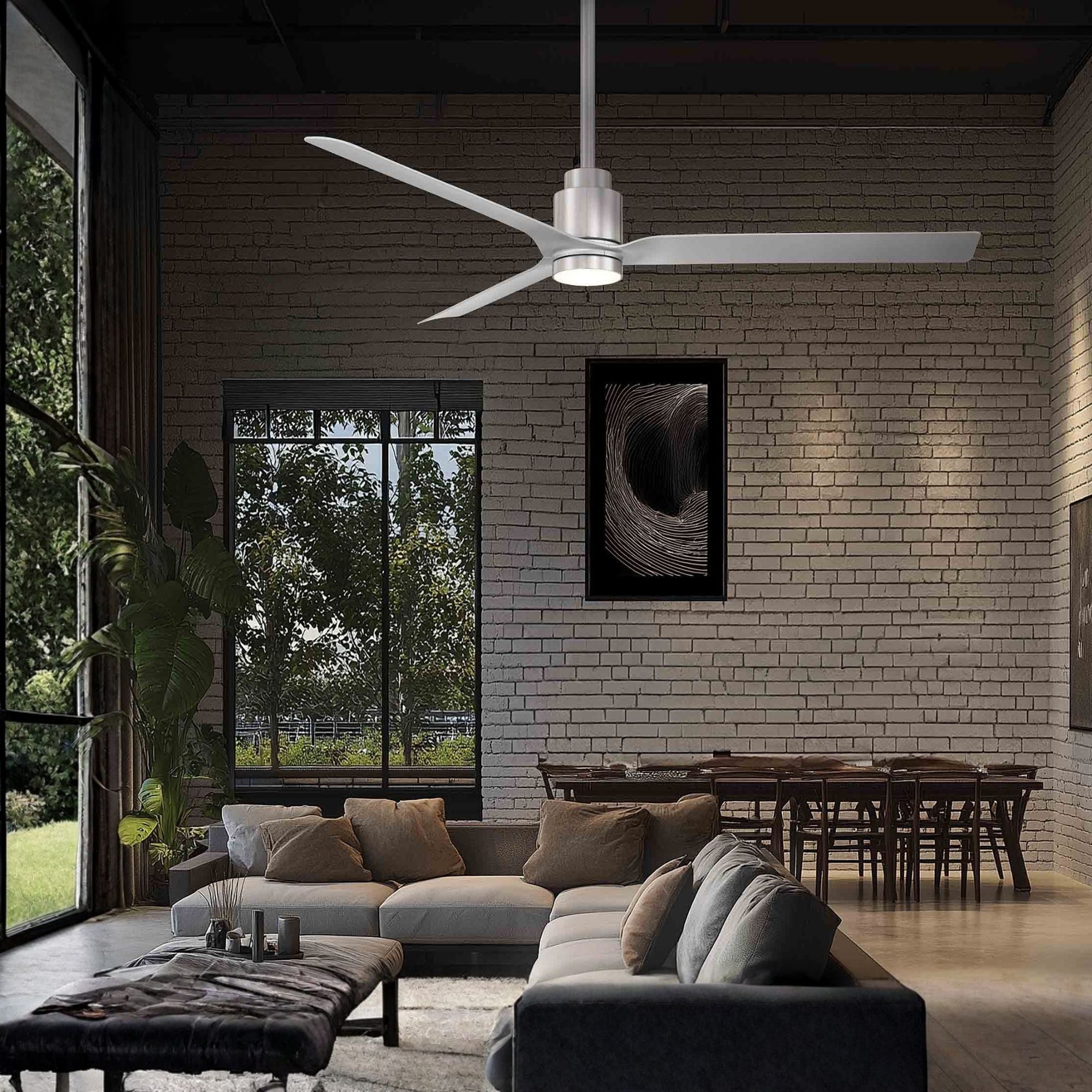 Smooth 52" CCT LED Smart Ceiling Fan, Brushed Nickel with Silver Blades