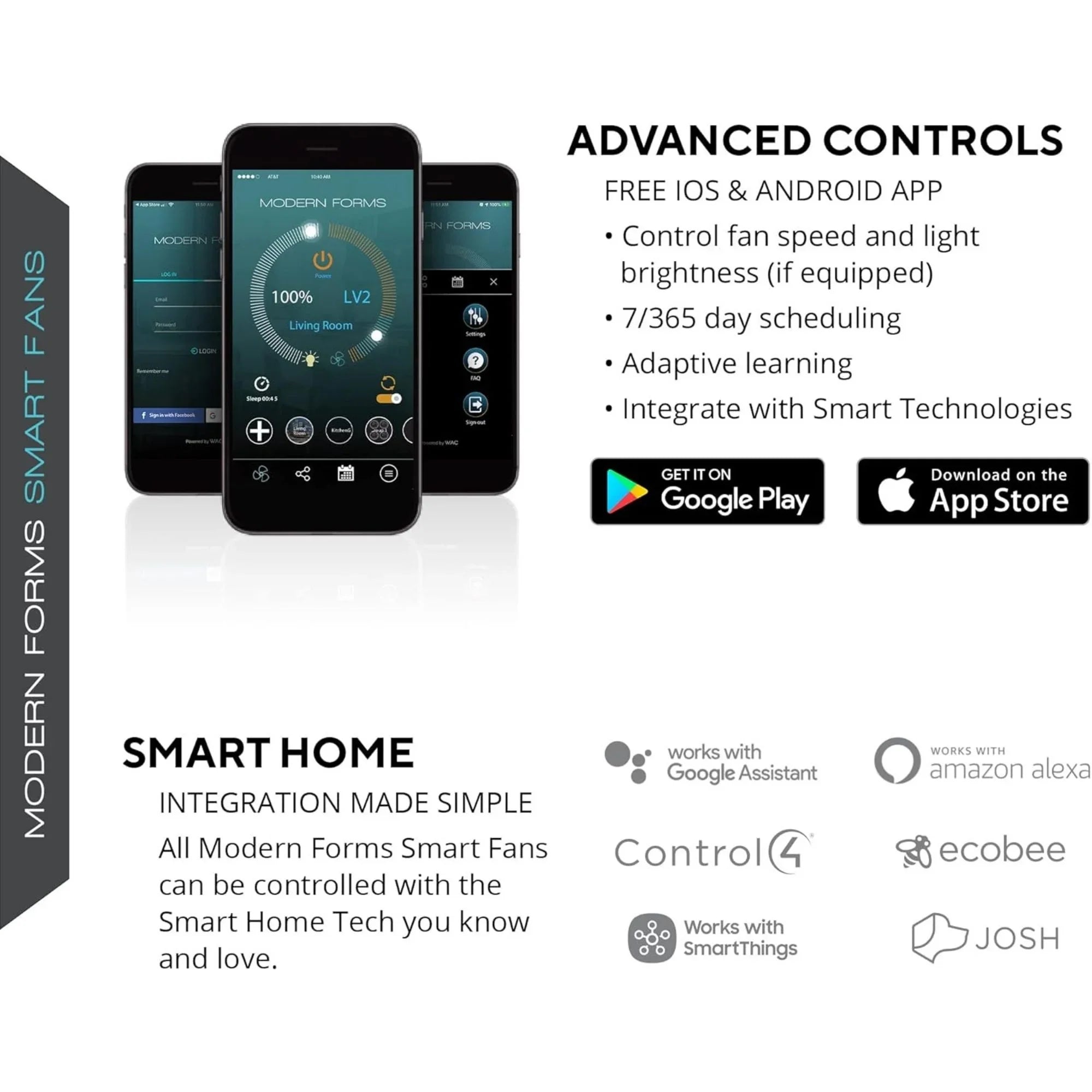 Smooth 52" CCT LED Smart Ceiling Fan, Matte Black