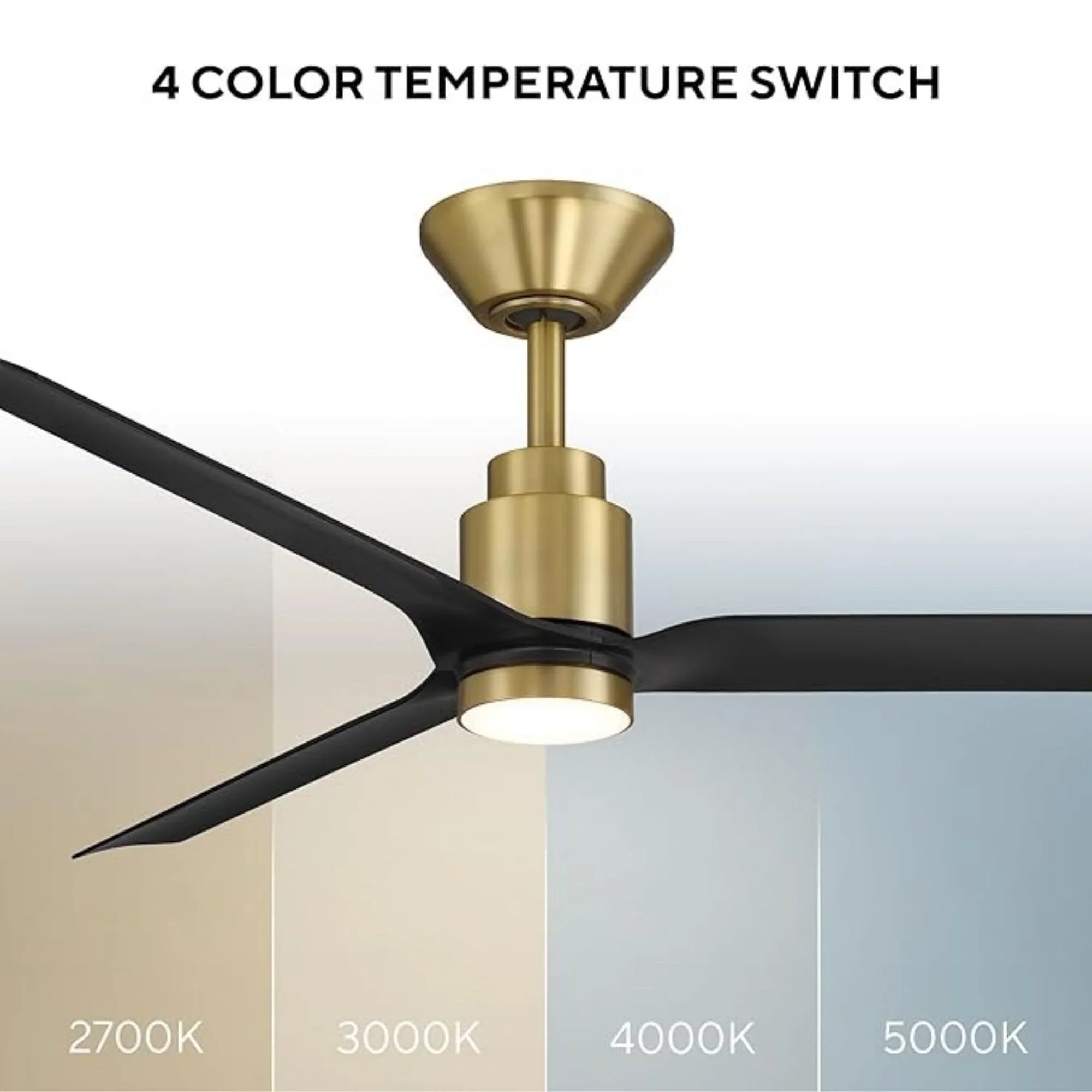 Smooth 52" CCT LED Smart Ceiling Fan, Soft Brass with Matte Black Blades