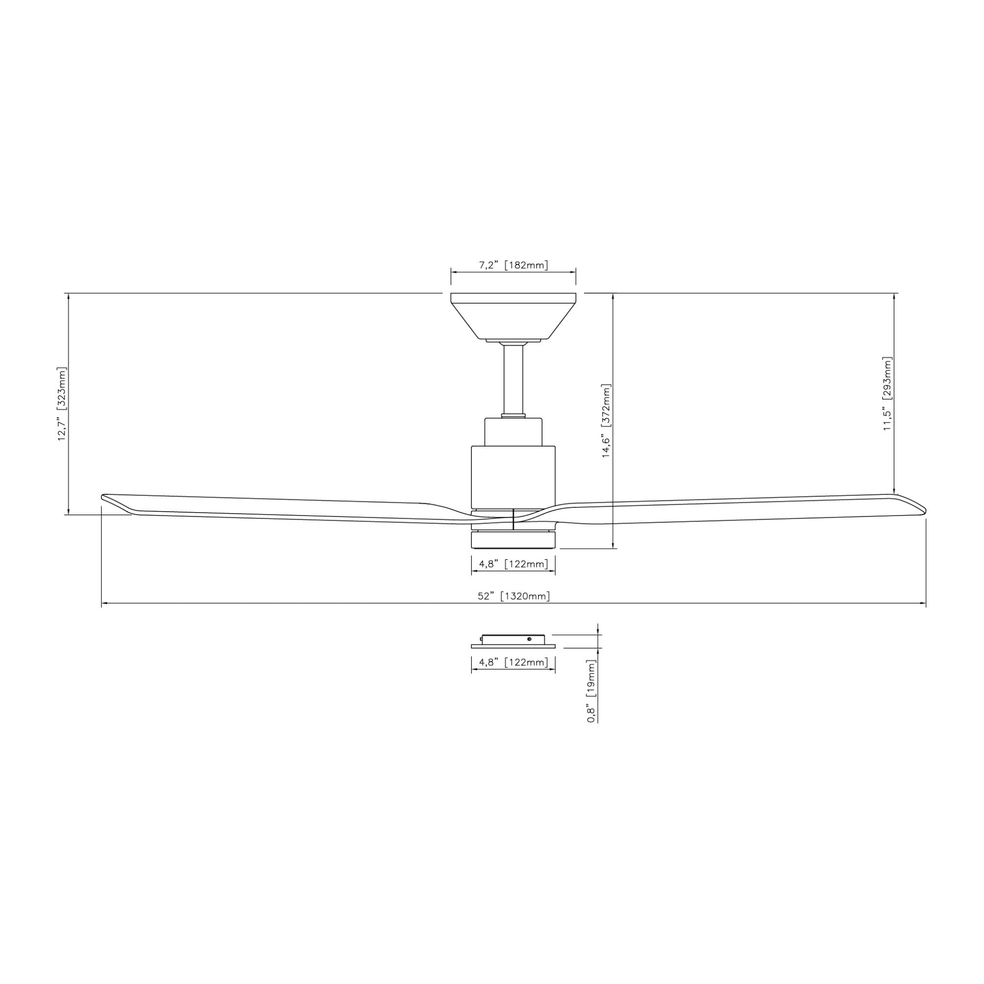 Smooth 52" CCT LED Smart Ceiling Fan, Soft Brass with Matte Black Blades