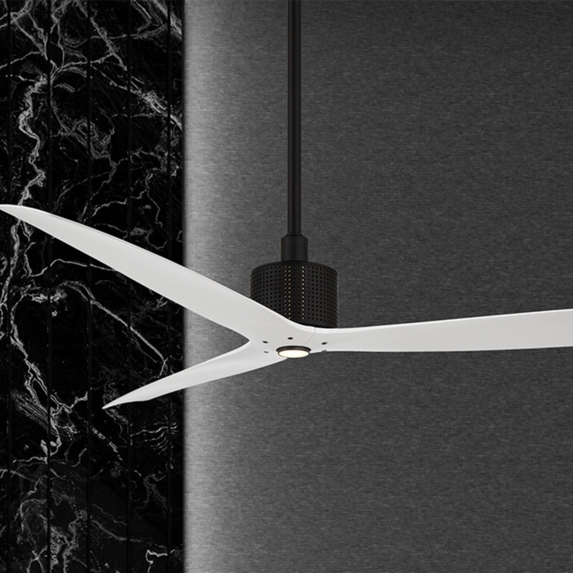 Spinster 60" Black & White Wet Rated Smart LED Ceiling Fan