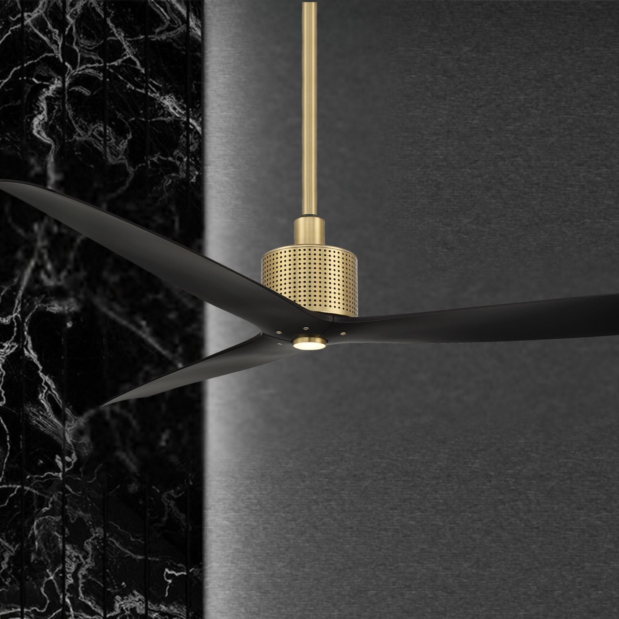 Spinster 60" Brass & Black Wet Rated Smart LED Ceiling Fan