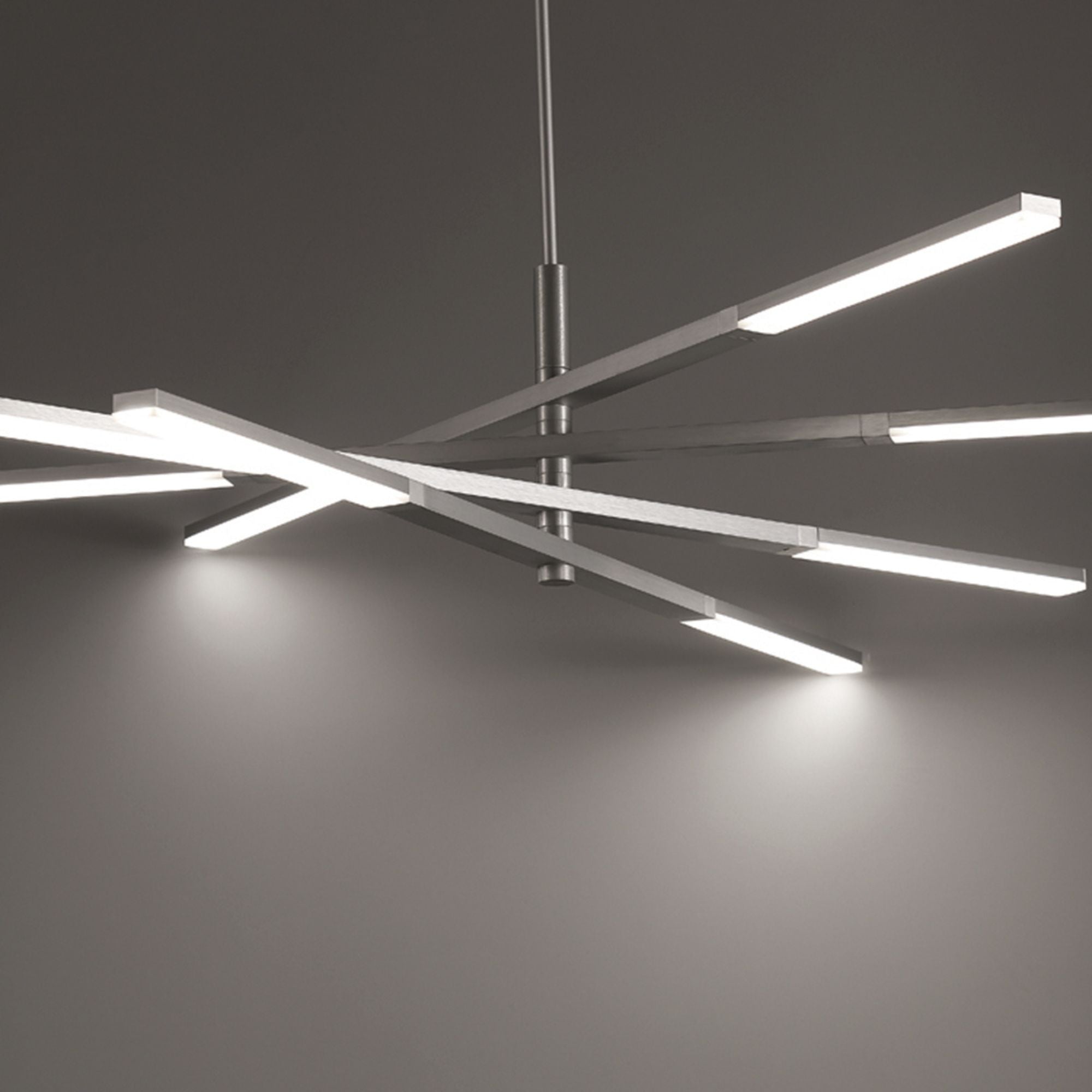 Stacked 48" LED Chandelier, Brushed Aluminum Finish