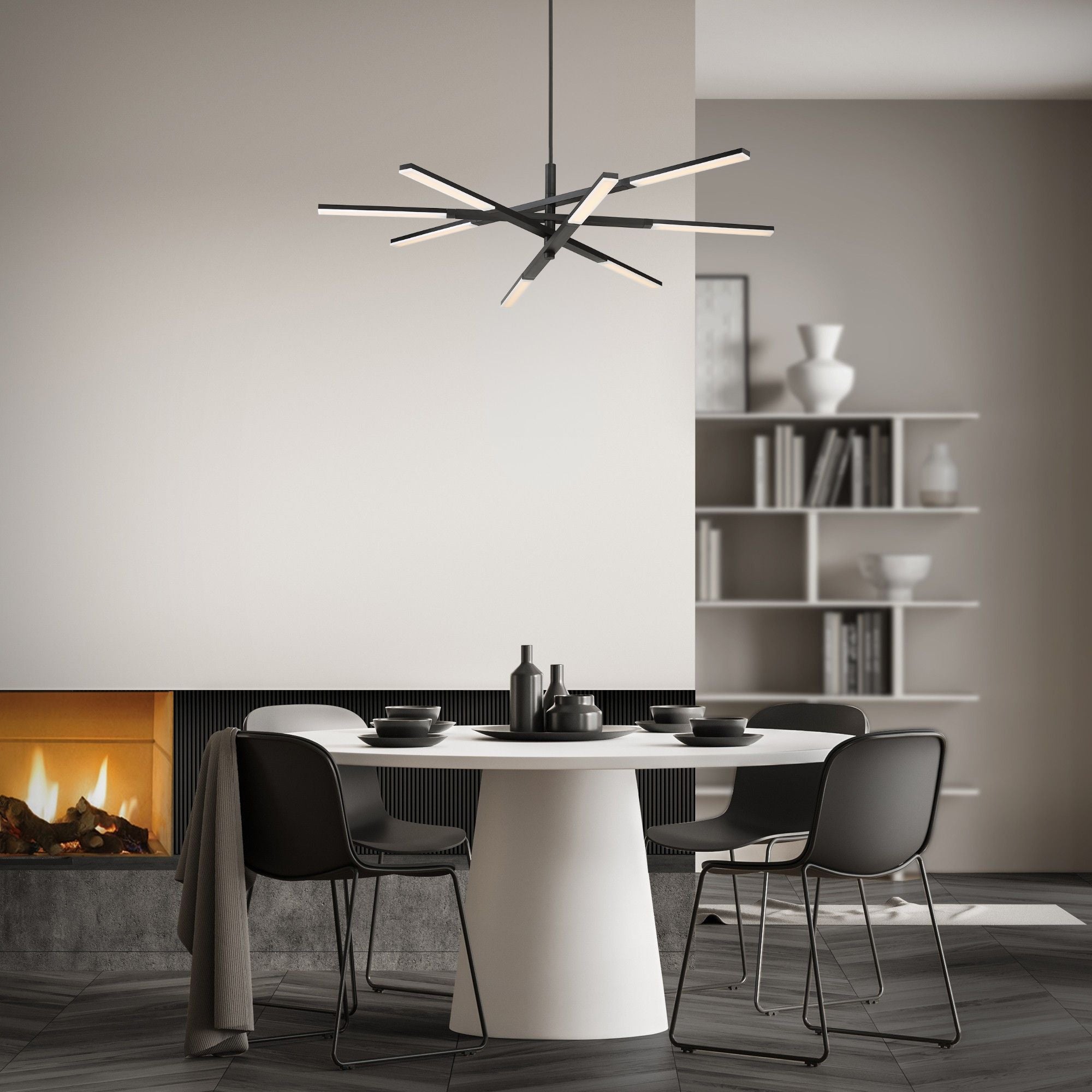 Stacked 48" LED Chandelier, Black Finish