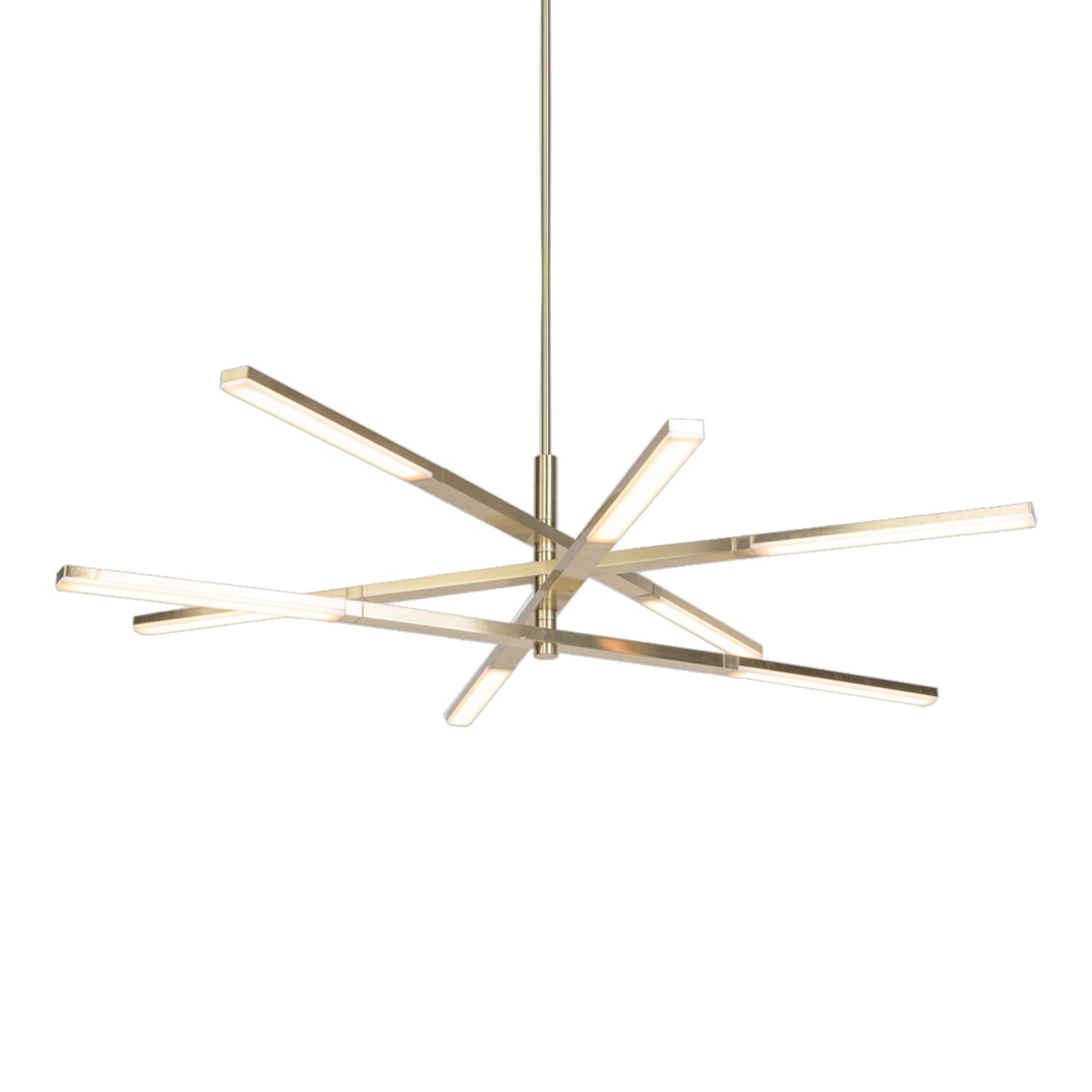 Stacked 48" LED Chandelier, Brushed Brass Finish