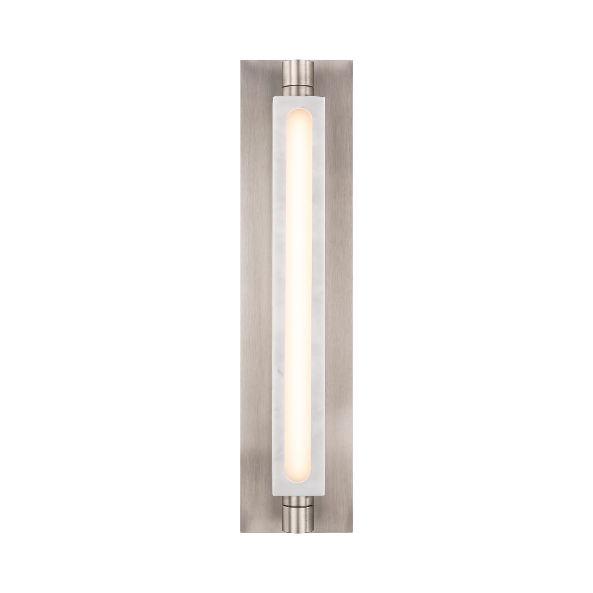 Stanchion 24" LED Wall Sconce, White Marble & Brushed Nickel Finish