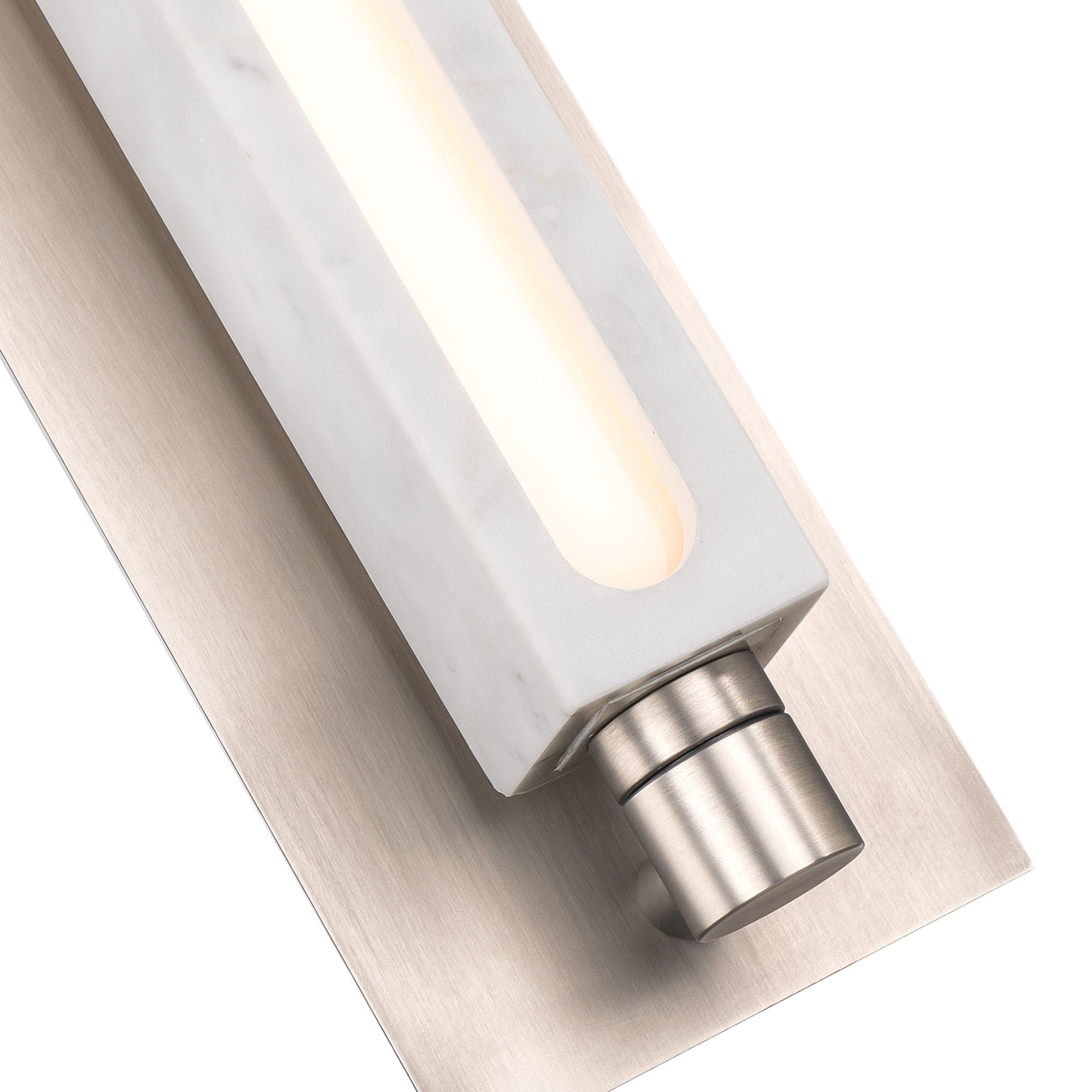 Stanchion 24" LED Wall Sconce, White Marble & Brushed Nickel Finish