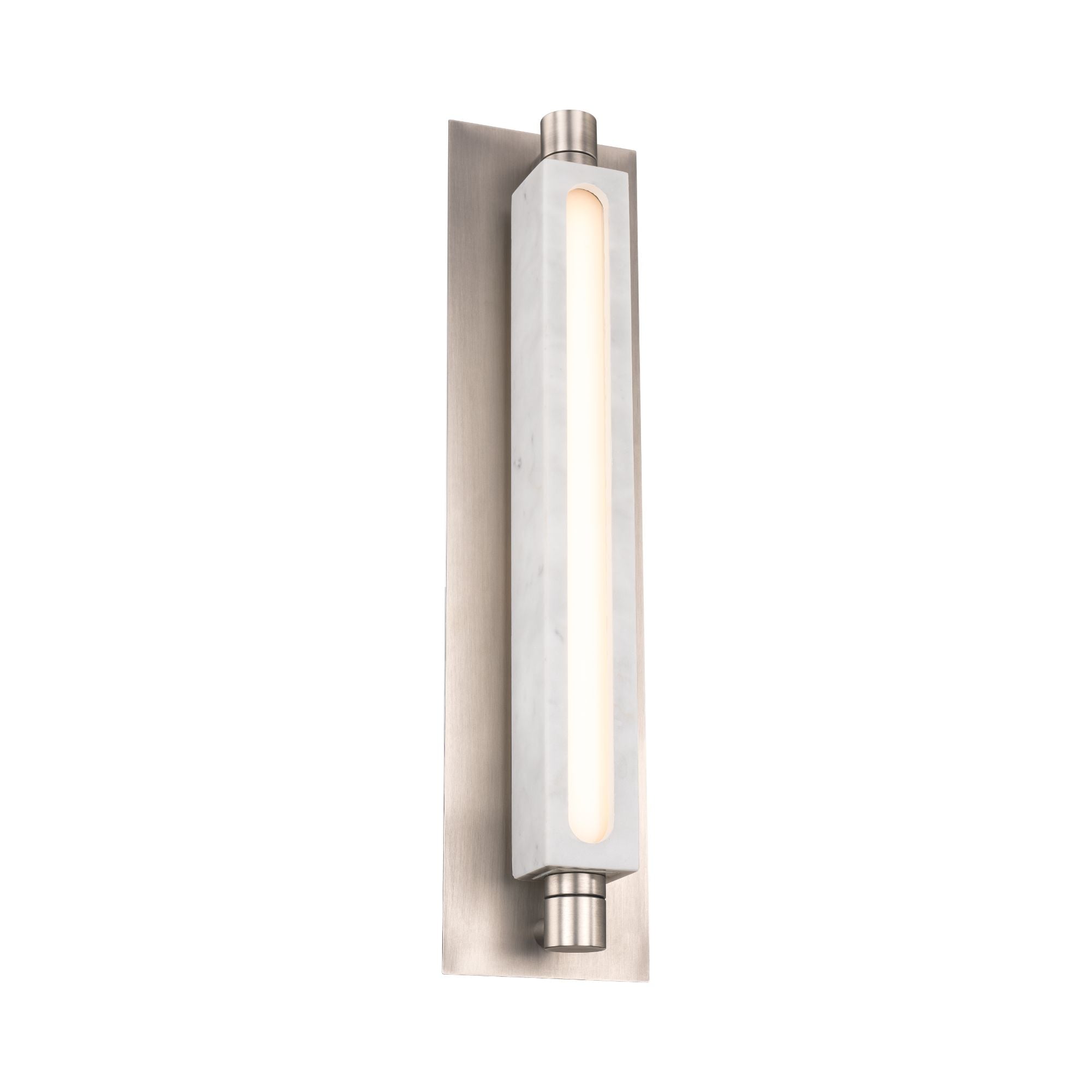 Stanchion 24" LED Wall Sconce, White Marble & Brushed Nickel Finish