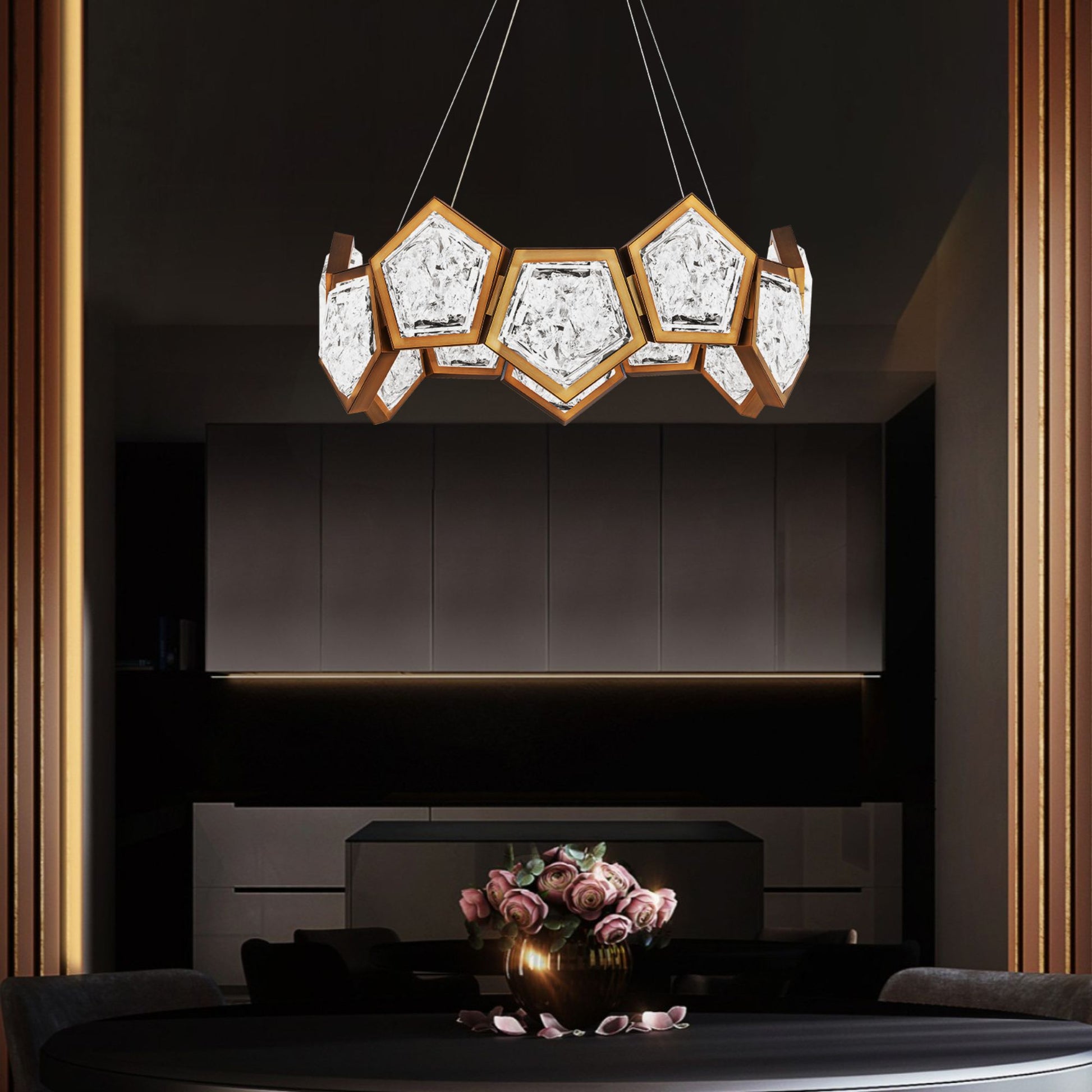 Starlight Starbright 26" LED Chandelier, Aged Brass Finish - Bees Lighting