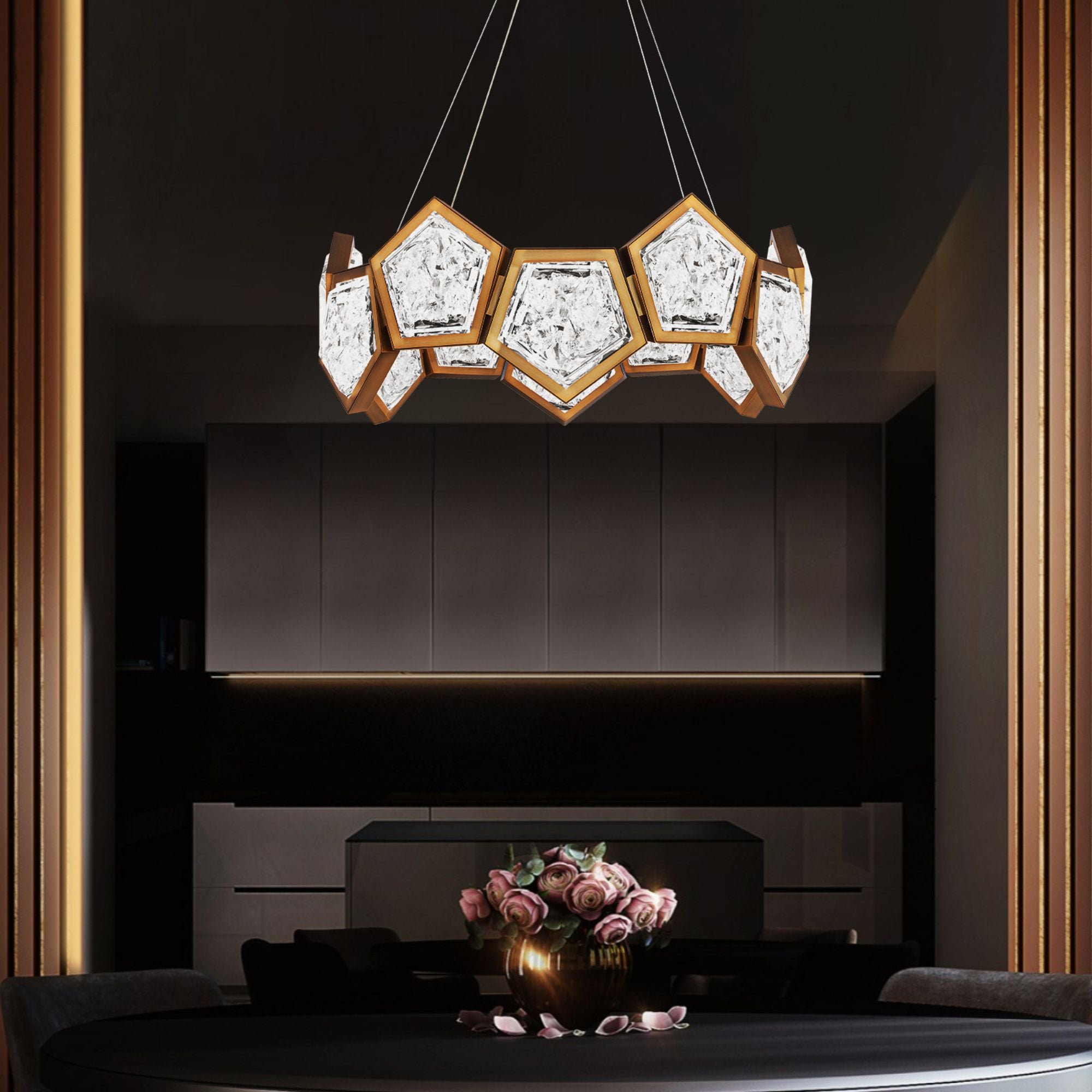 Starlight Starbright 26" LED Chandelier, Aged Brass Finish - Bees Lighting