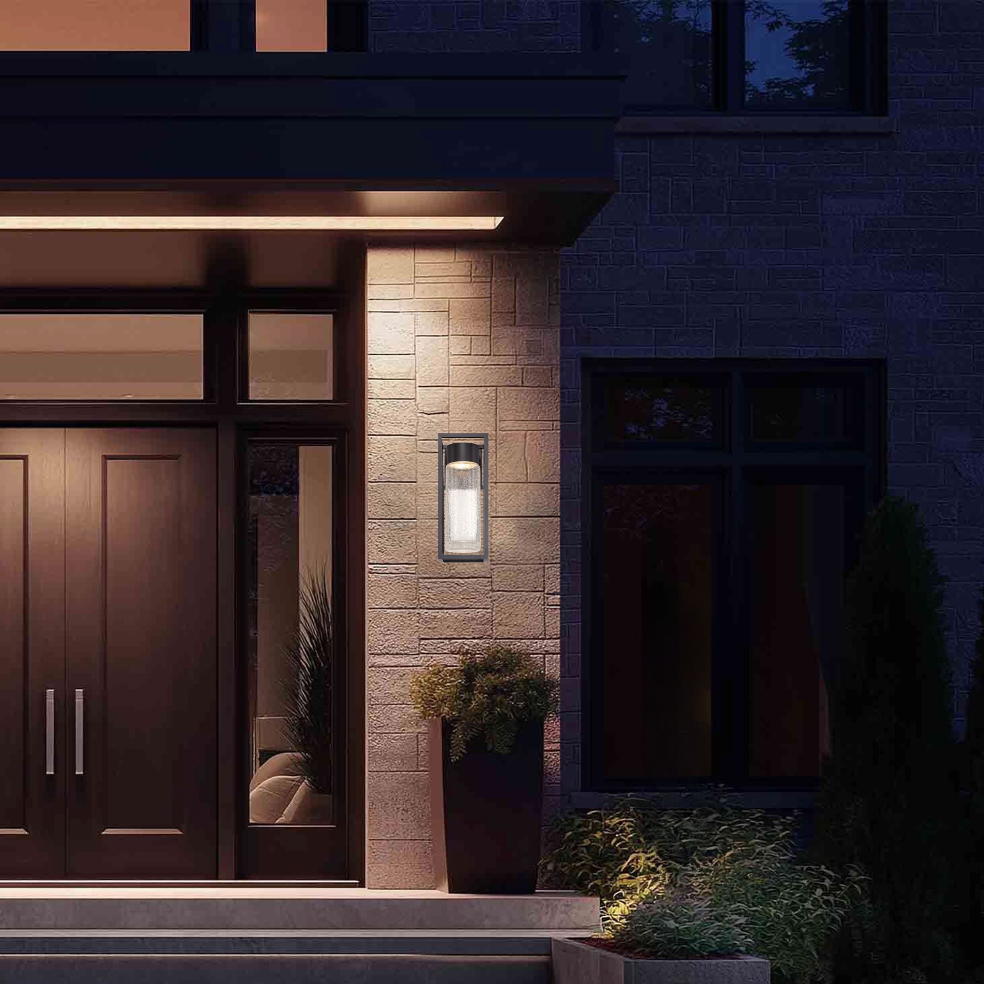 Structure 11" LED Outdoor Wall Sconce, Black Finish - Bees Lighting