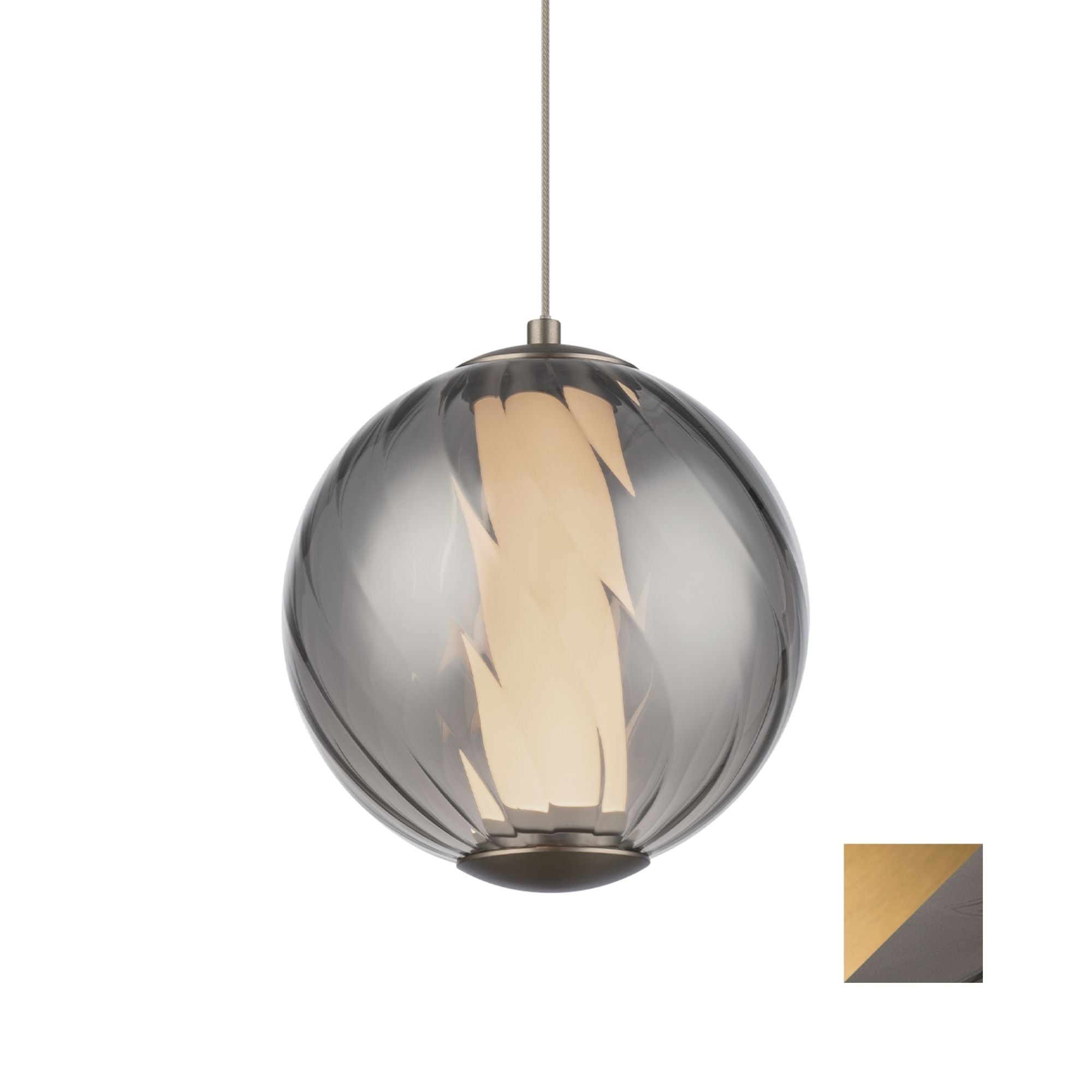 Swirly 7" LED Pendant Light, Selectable CCT, Aged Brass Finish