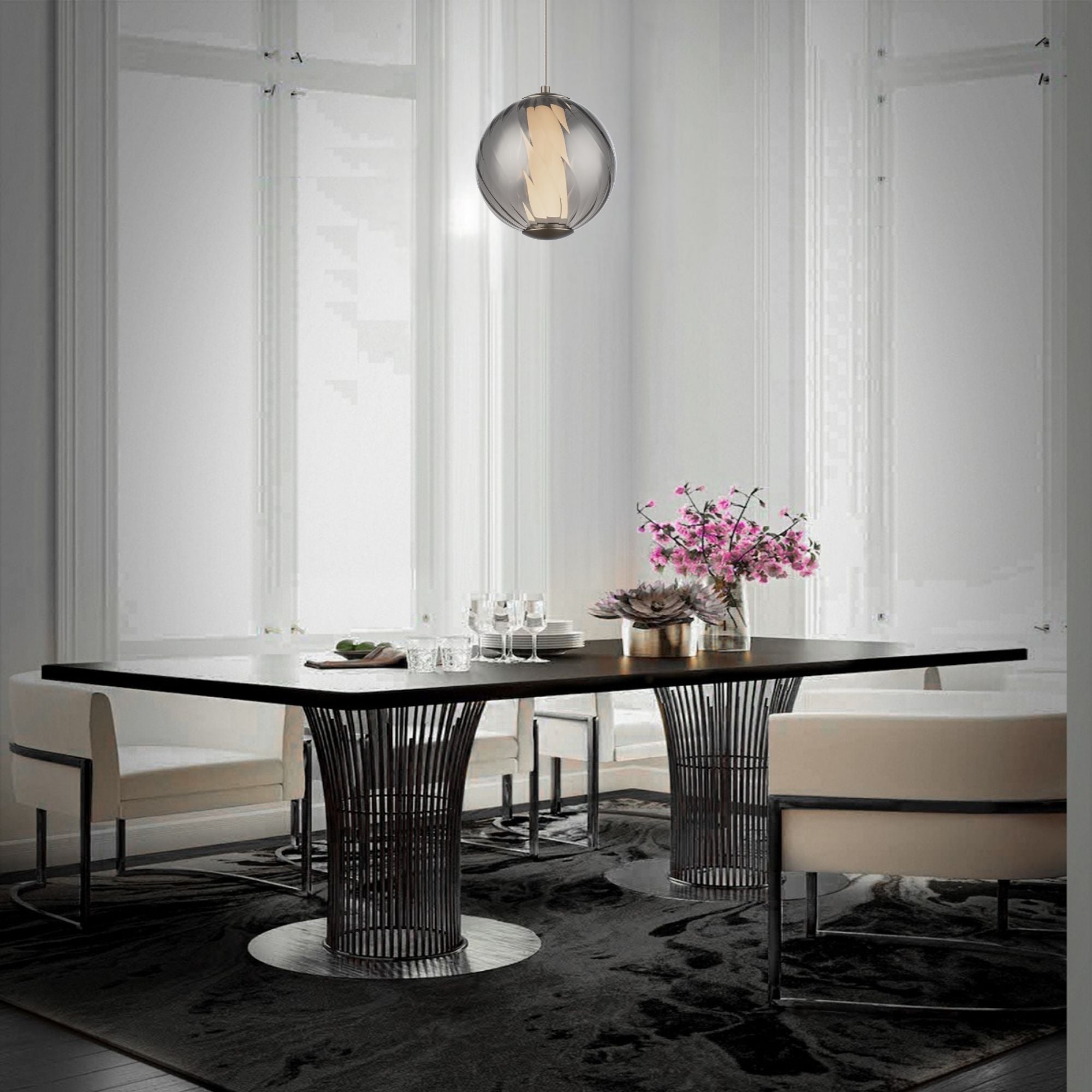 Swirly 7" LED Pendant Light, Selectable CCT, Aged Brass Finish