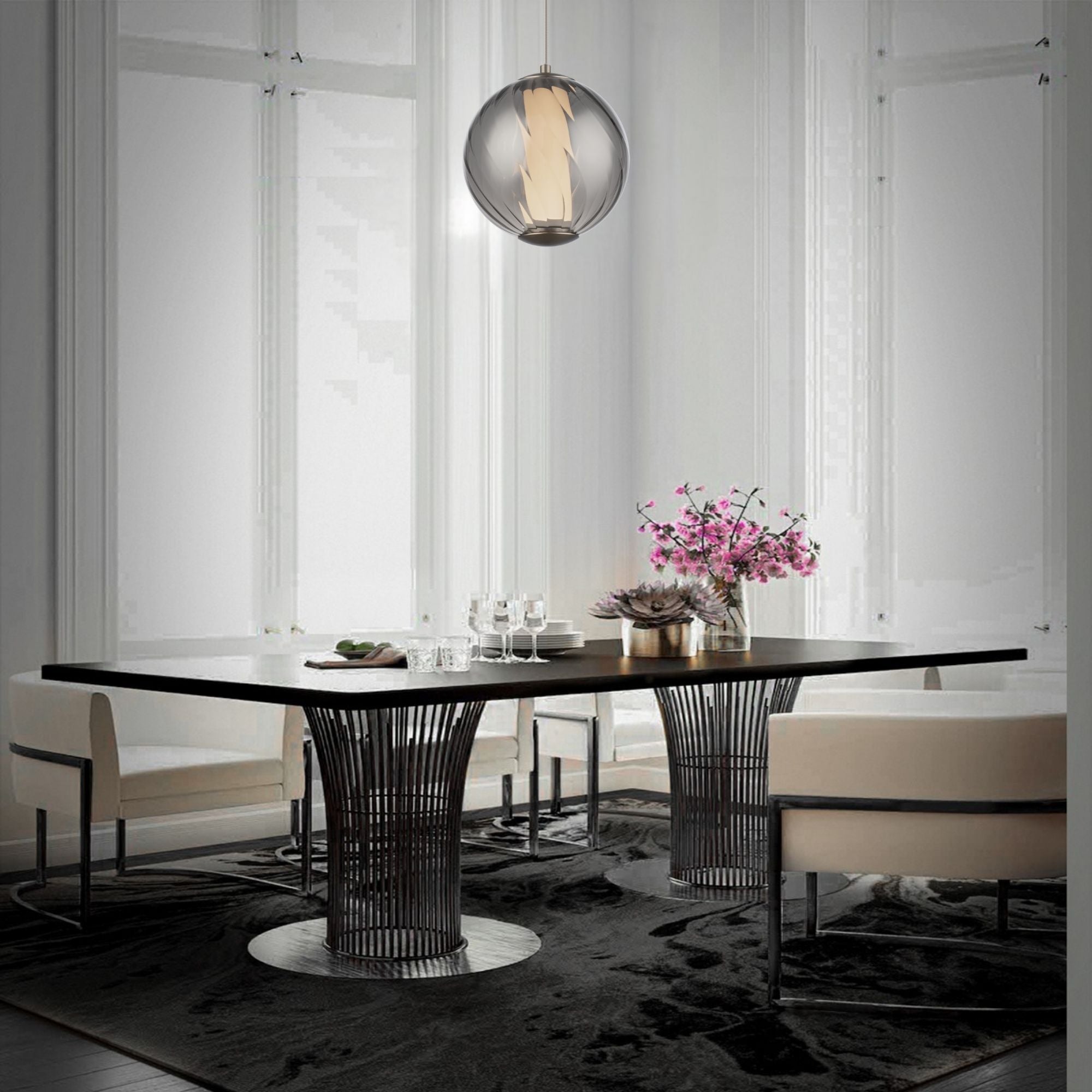 Swirly 11" LED Pendant Light, Selectable CCT, Brushed Nickel Finish