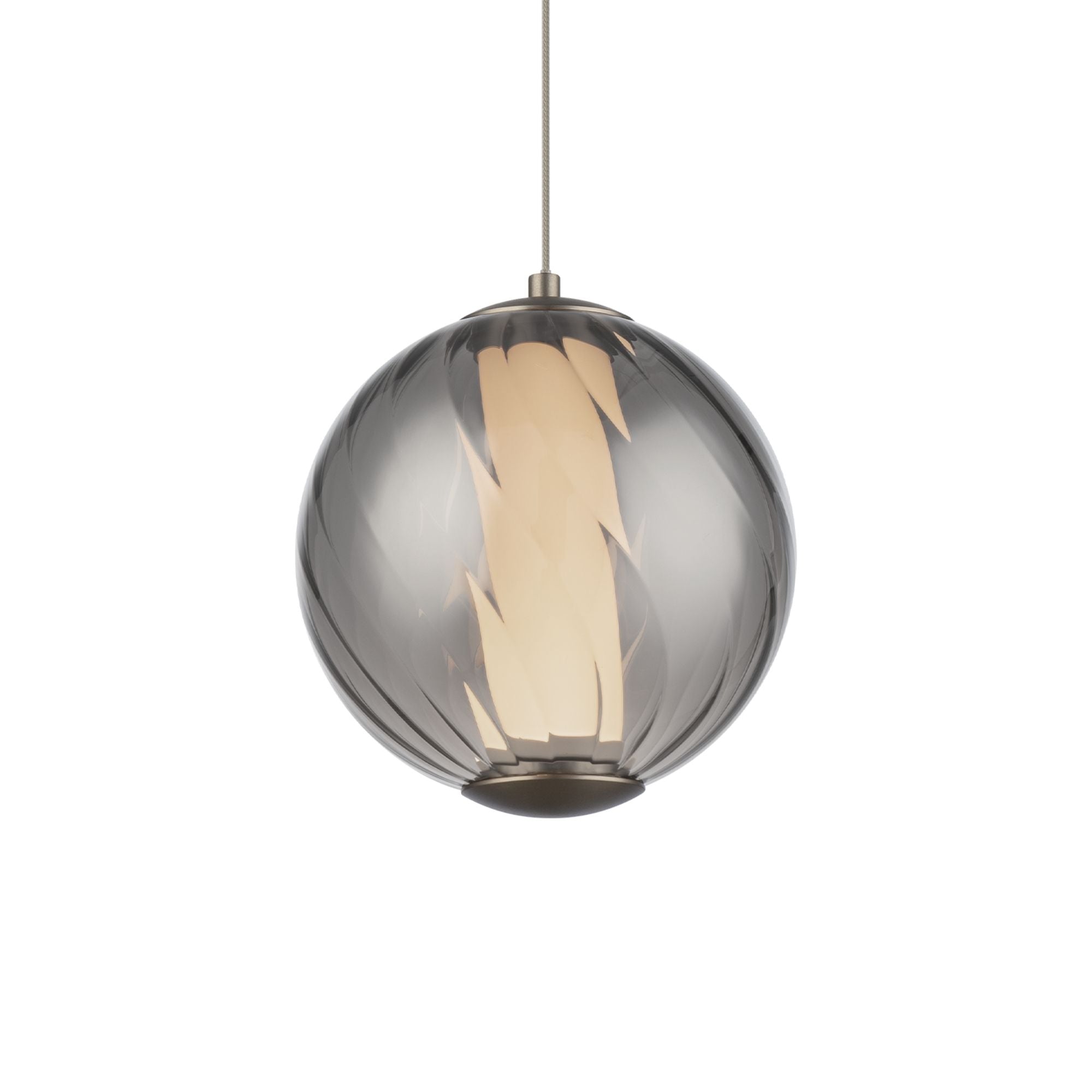 Swirly 7" LED Mini Pendant, 3000K, Smoke Glass, Brushed Nickel Finish