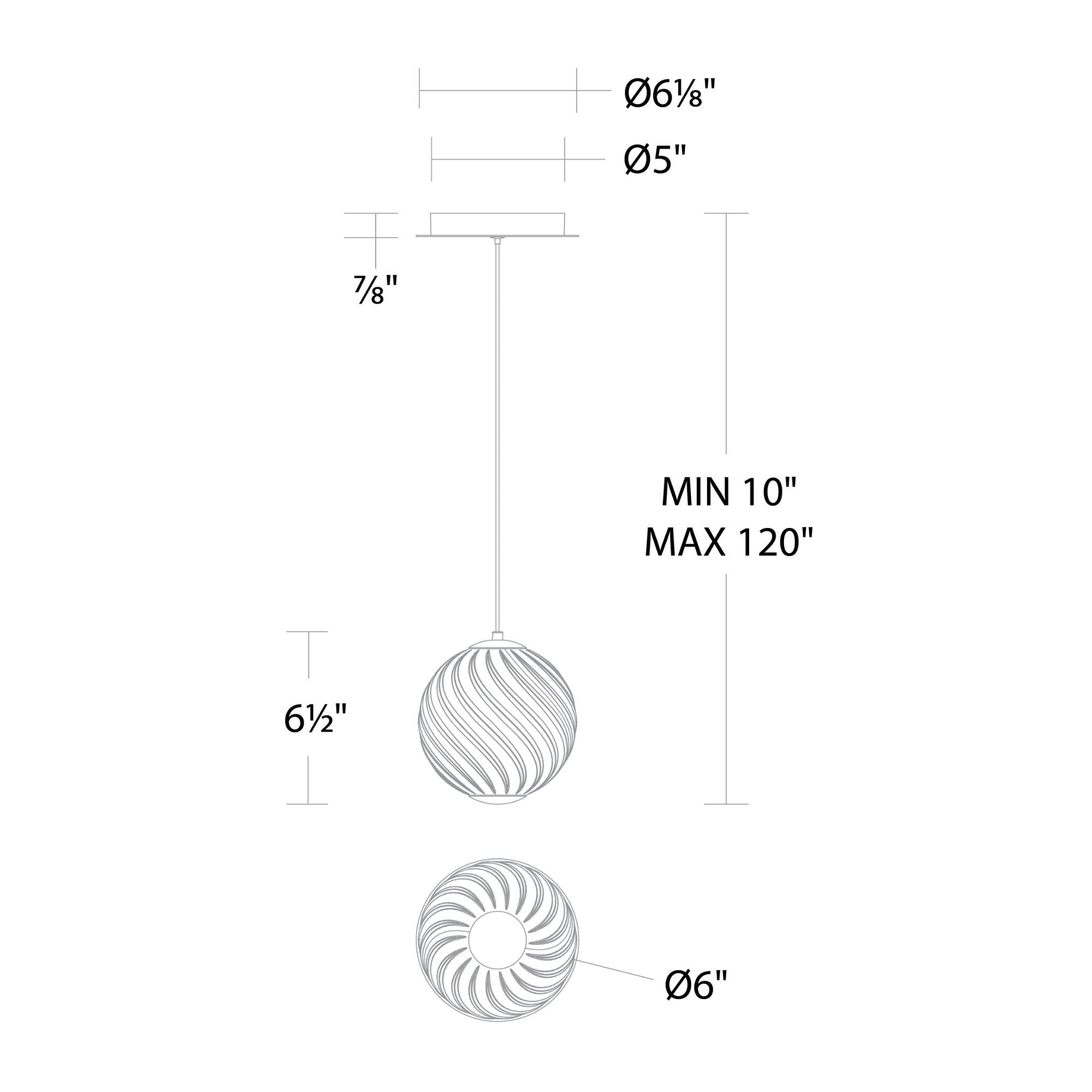 Swirly 7" LED Mini Pendant, 4000K, Smoke Glass, Brushed Nickel Finish