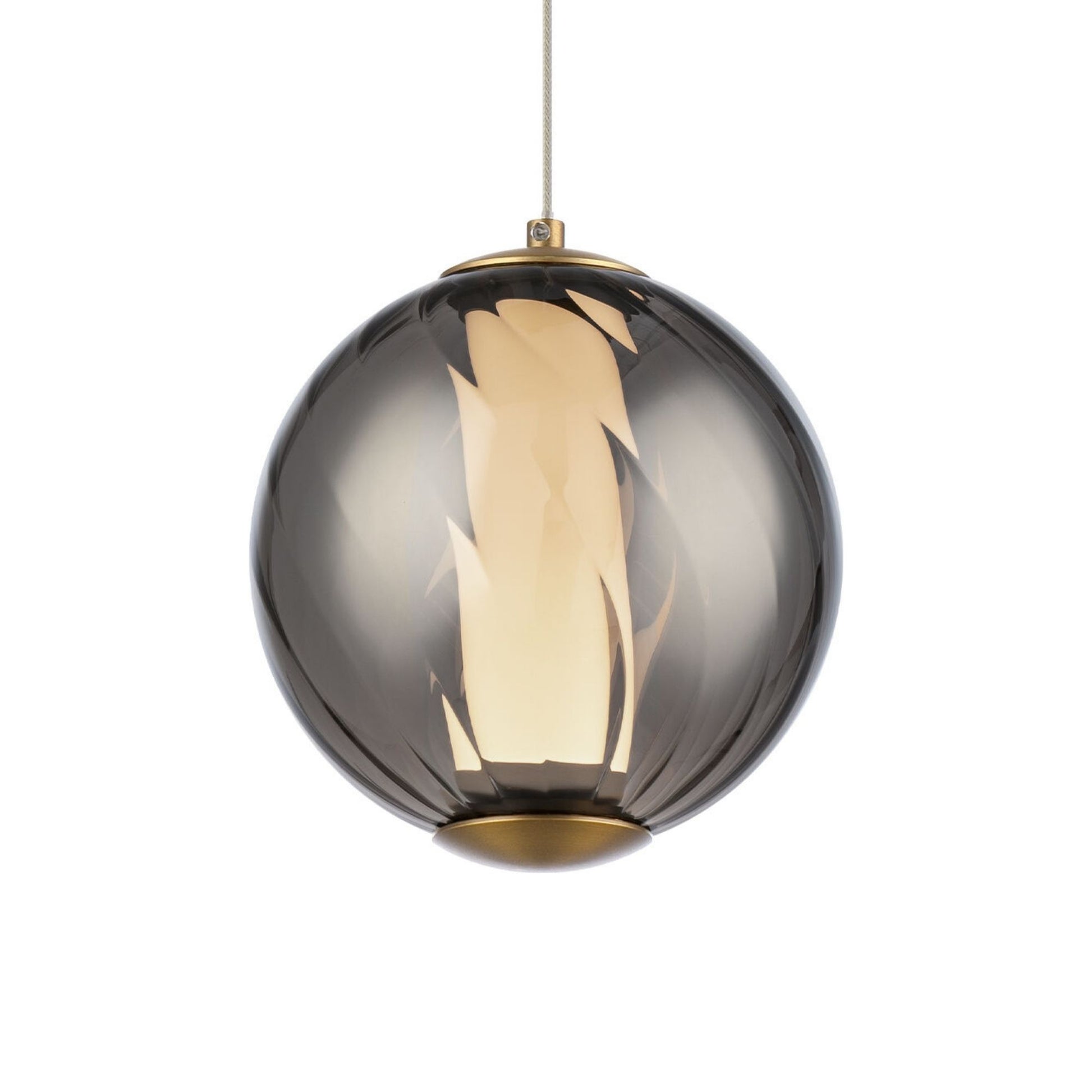Swirly 11" LED Pendant Light, Selectable CCT, Aged Brass Finish - Bees Lighting