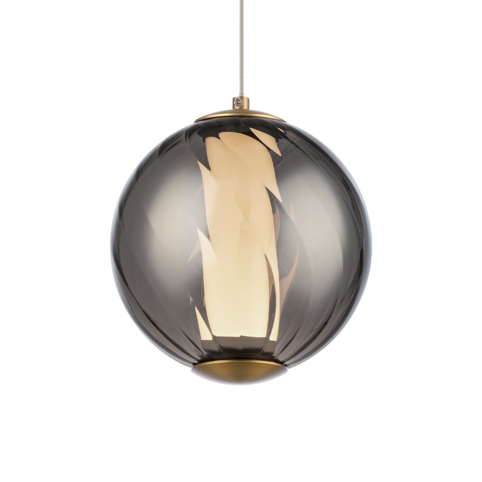 Swirly 11" LED Pendant Light, Selectable CCT, Aged Brass Finish - Bees Lighting