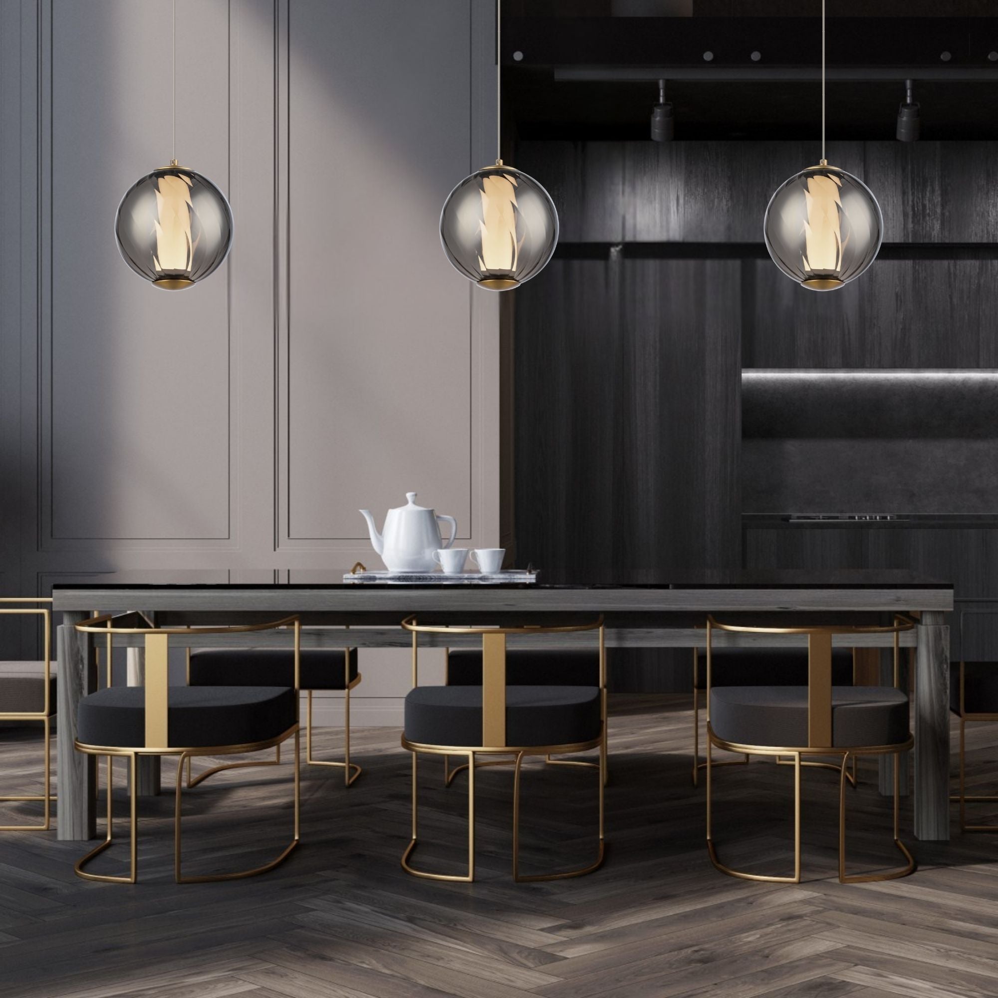 Swirly 11" LED Pendant Light, Selectable CCT, Aged Brass Finish - Bees Lighting