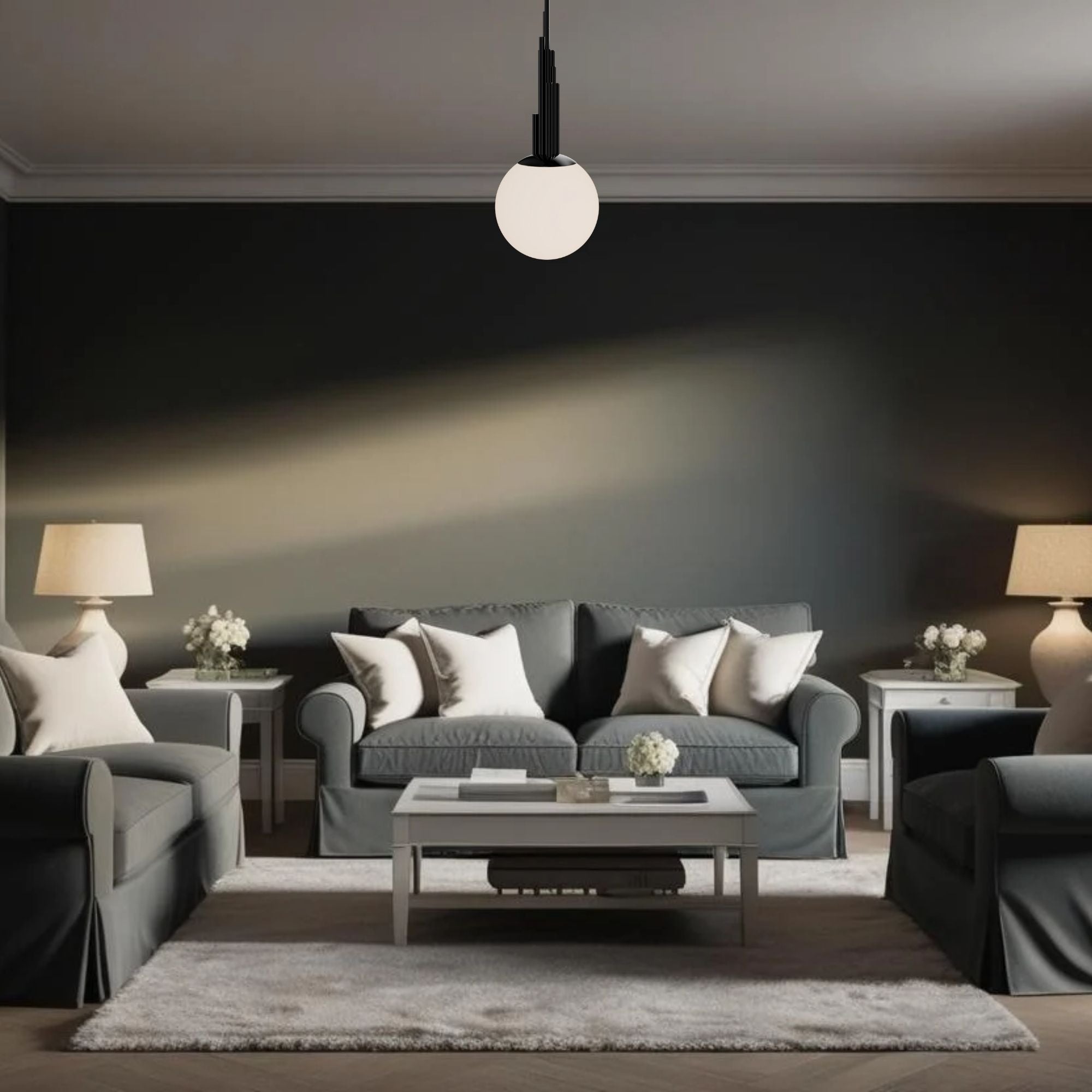 Sybil 14" LED Pendant Light, Selectable CCT, Polished Black Nickel Finish