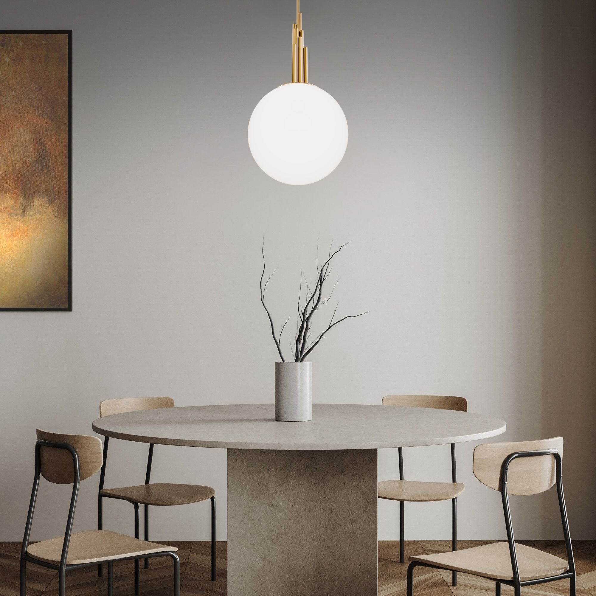 Sybil 14" LED Pendant Light, Selectable CCT, Aged Brass Finish - Bees Lighting