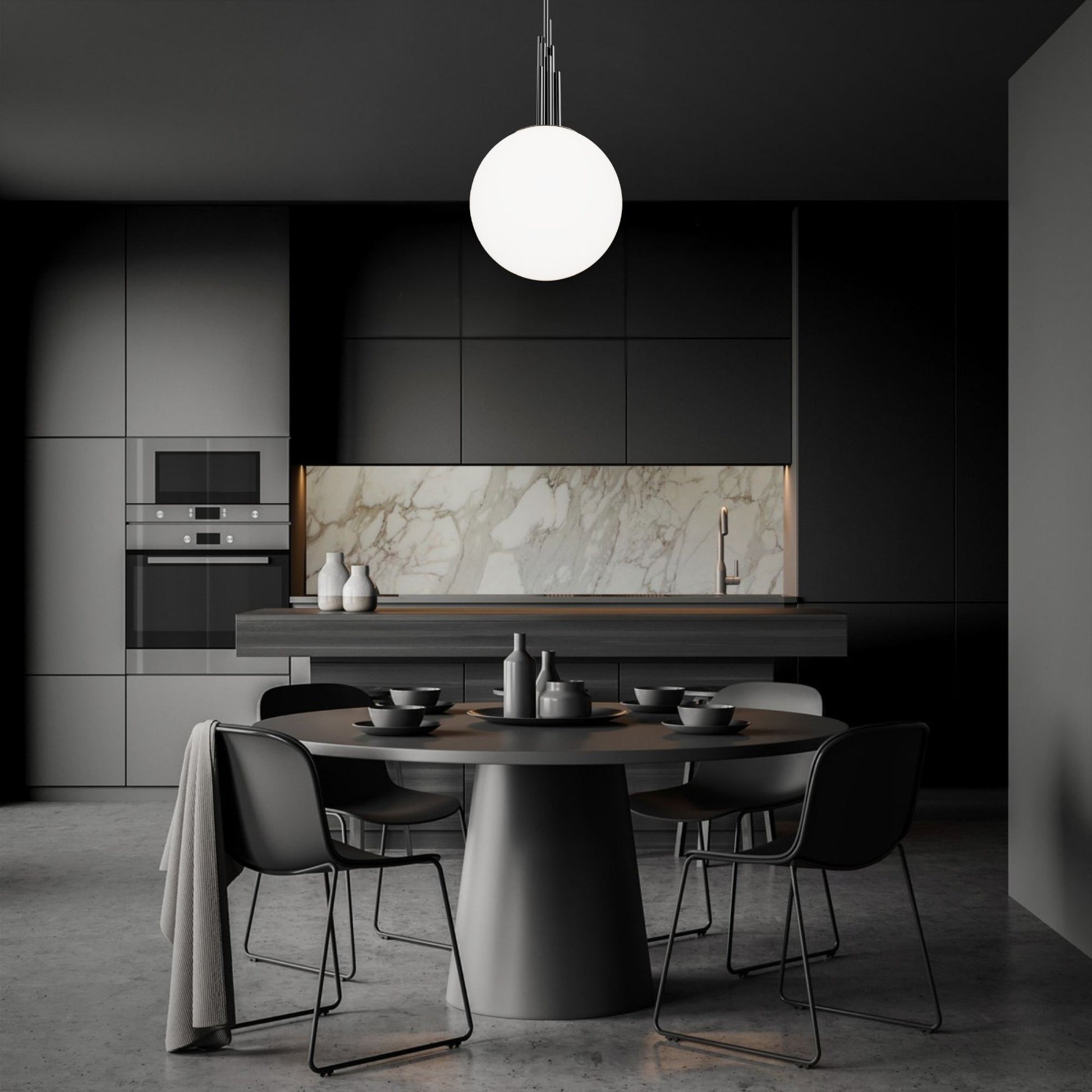 Sybil 14" LED Pendant Light, Selectable CCT, Polished Black Nickel Finish - Bees Lighting