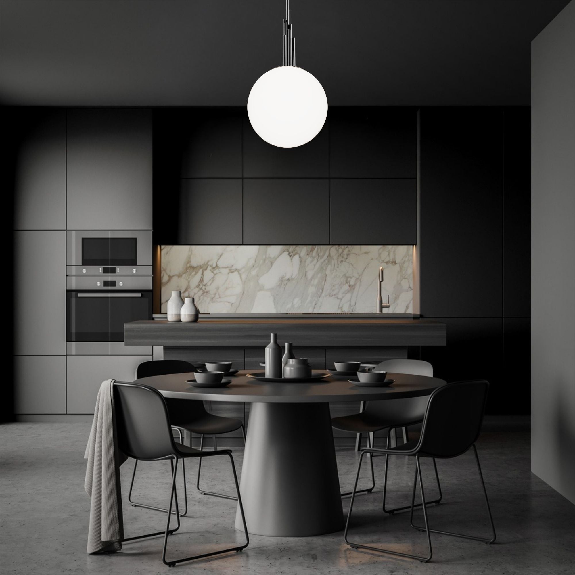 Sybil 14" LED Pendant Light, Selectable CCT, Polished Black Nickel Finish