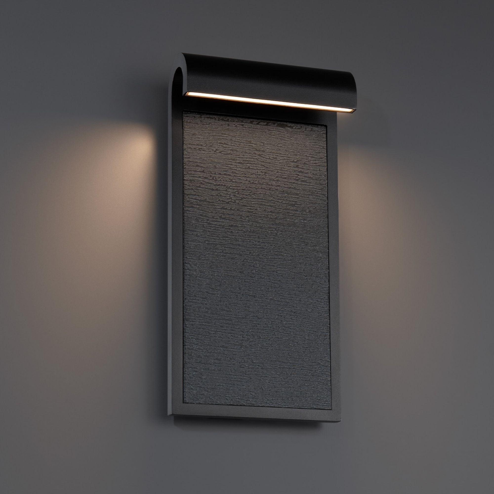 Modern Forms Takonic 16 in. Outdoor Sconce, Granite Stone/Black with Stone Shade & Acrylic Diffuser