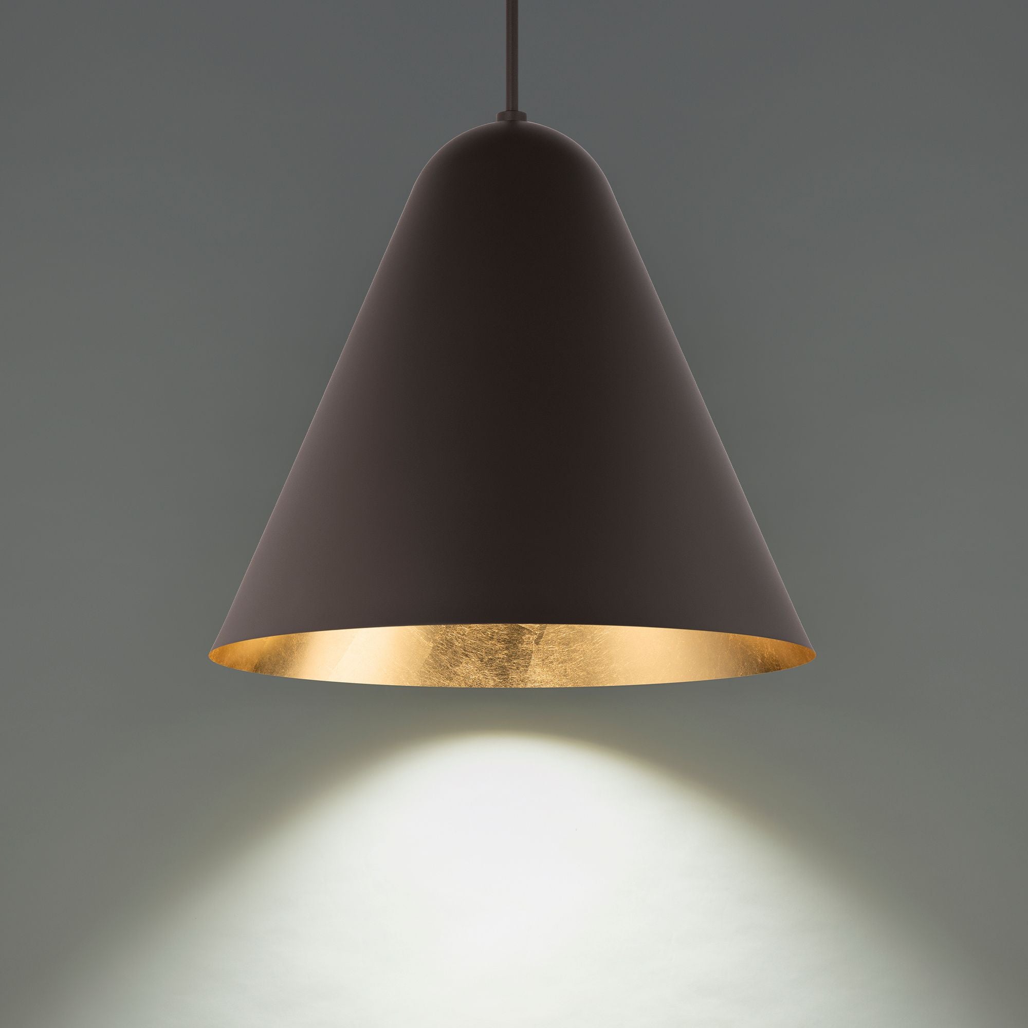 Taper 22" LED Pendant, Bronze & Gold Leaf Finish