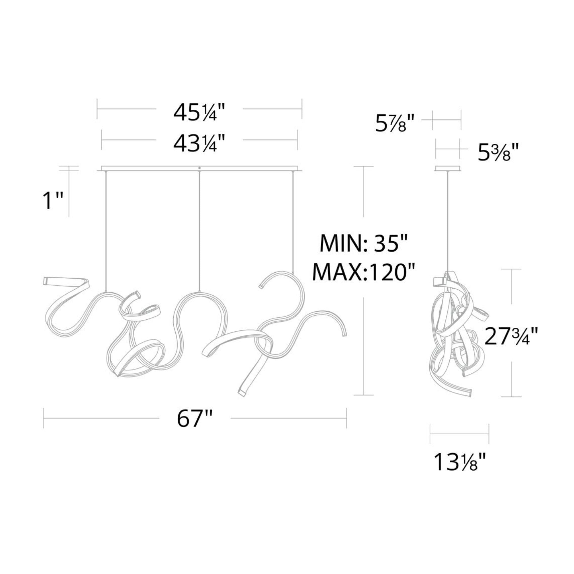 Tempest 67" LED Chandelier, Black Finish