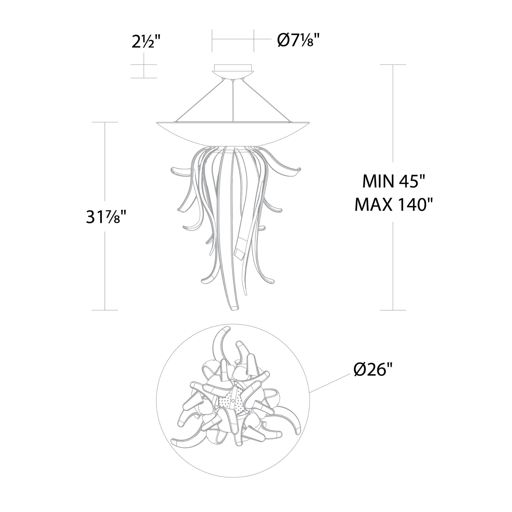 Tendril 32" LED Pendant Light, Silver Leaf Finish