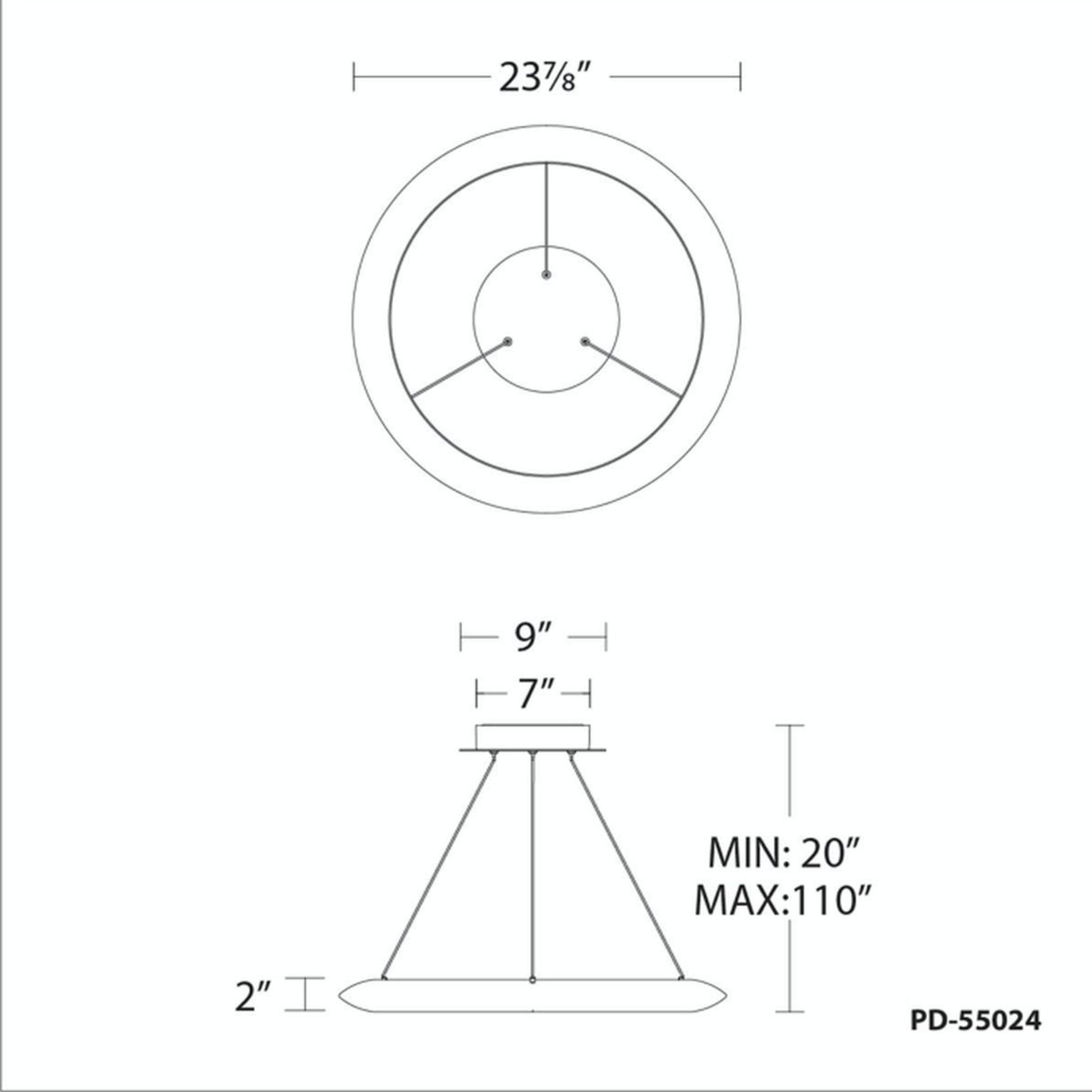 The Ring 24" LED Pendant, 3000K, Brushed Aluminum Finish - Bees Lighting