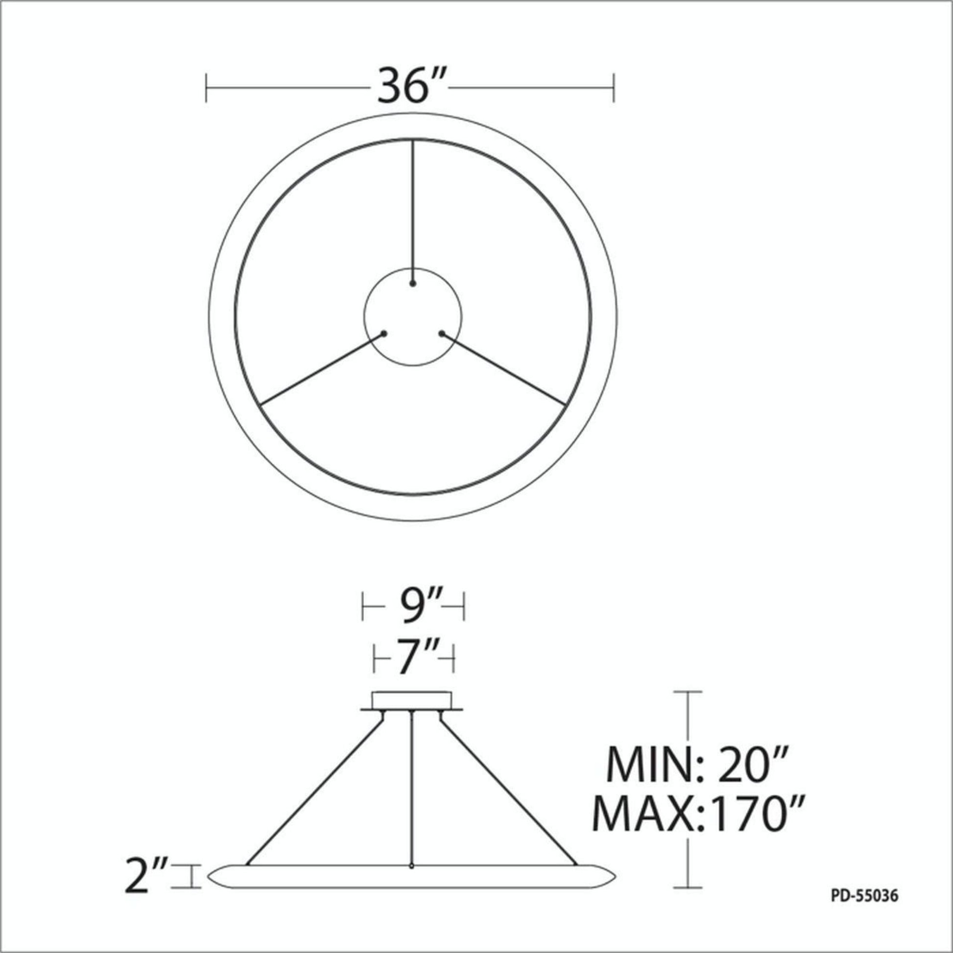 The Ring 36" LED Pendant, 3000K, Black Finish - Bees Lighting