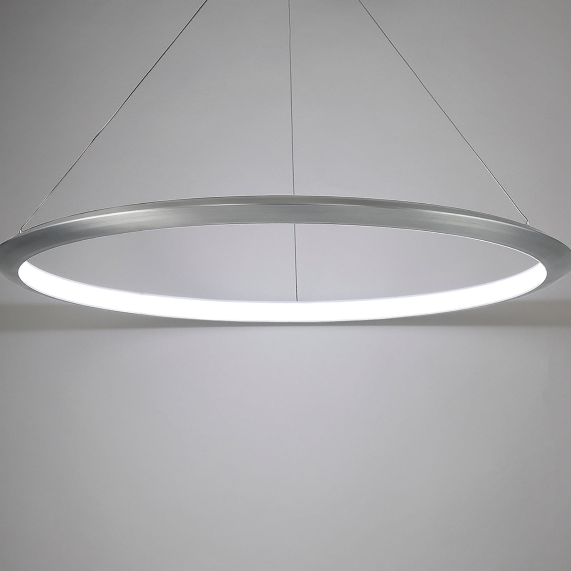 The Ring 48" LED Pendant, 3000K, Brushed Aluminum Finish - Bees Lighting