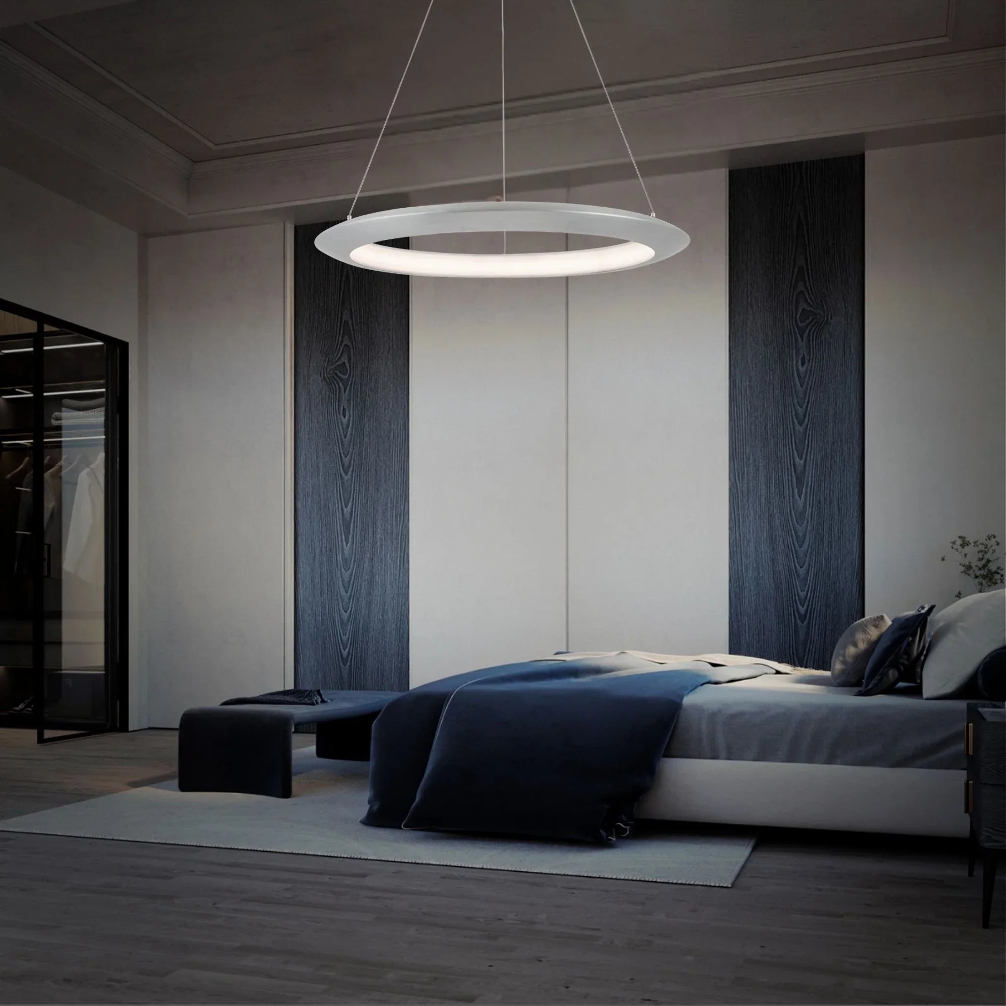 Modern Forms - The Ring 36" LED Pendant, 2700K, Brushed Aluminum Finish | Bees Lighting