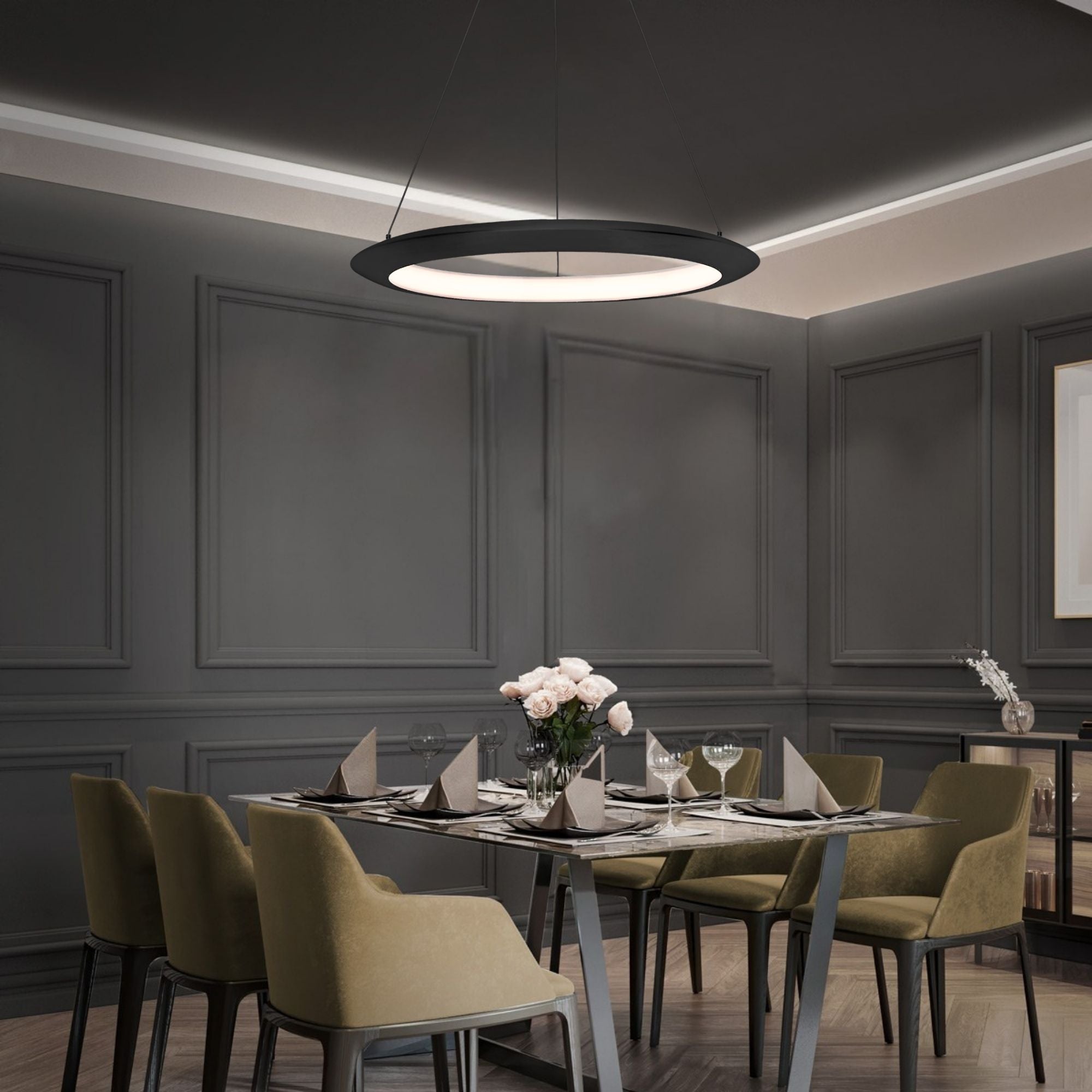 The Ring 36" LED Pendant, 2700K, Black Finish