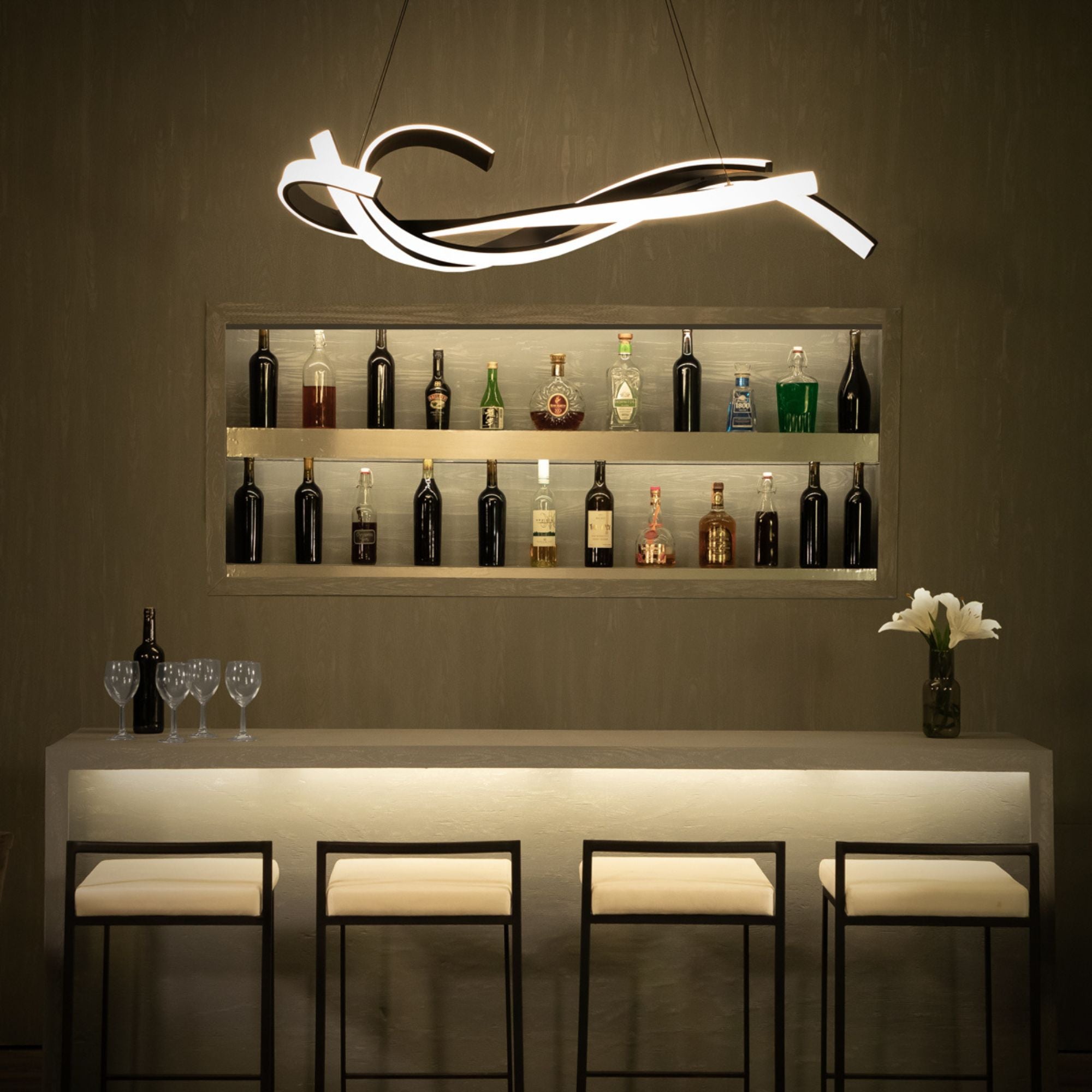 Tidal 57" LED Chandelier, Black Finish